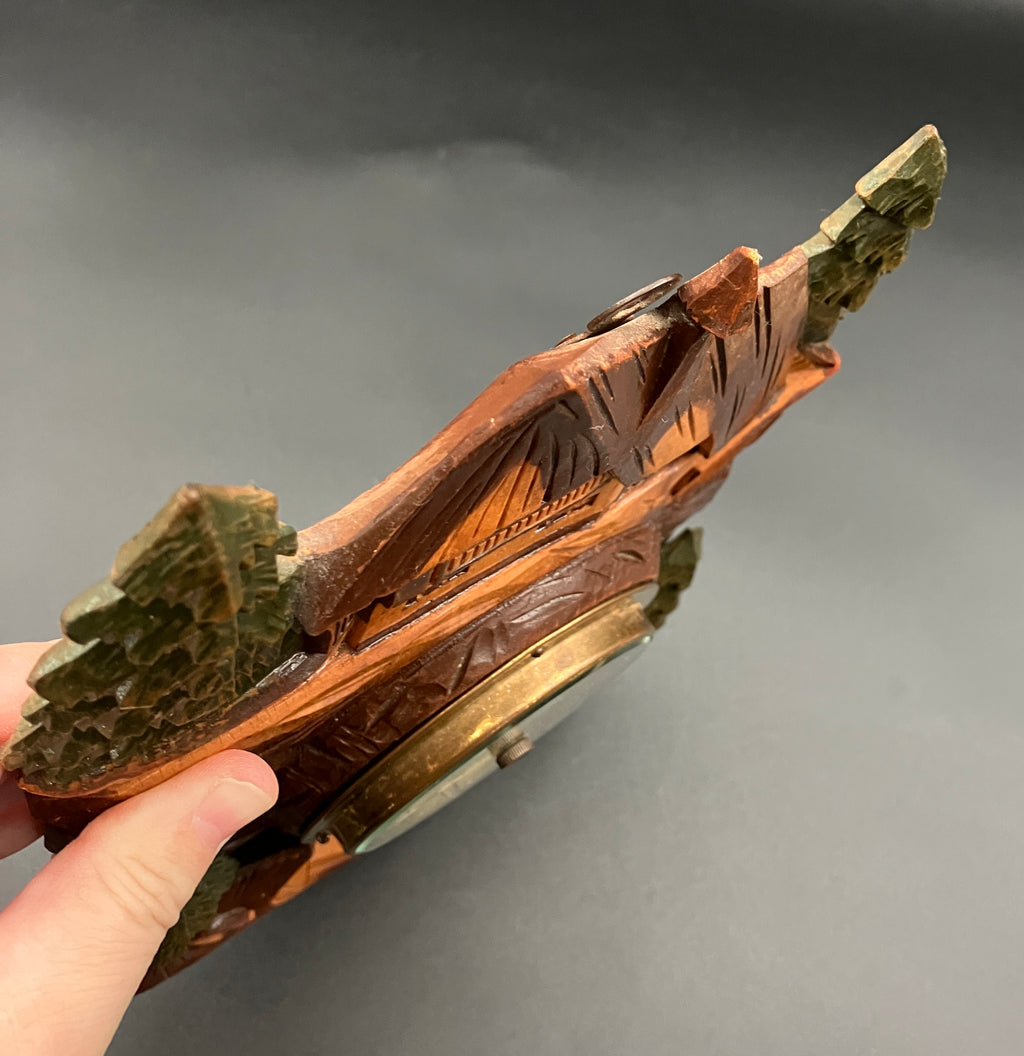 Vintage Barometer German Black Forest Hand Carved Barometer Rare West Germany