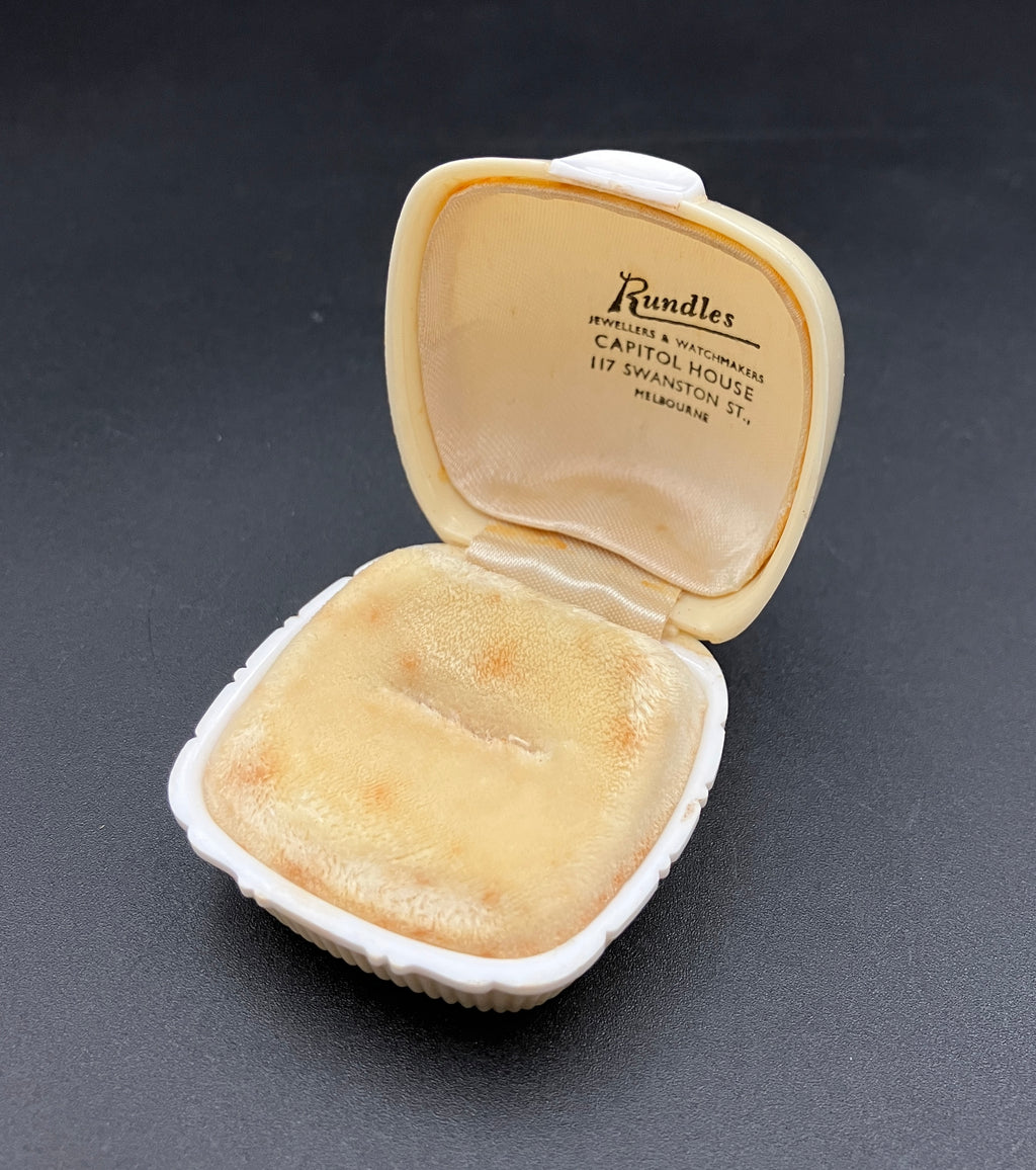 Vintage Ring Box Casecraft Australia Art Deco Style “Rundles Jewellers”