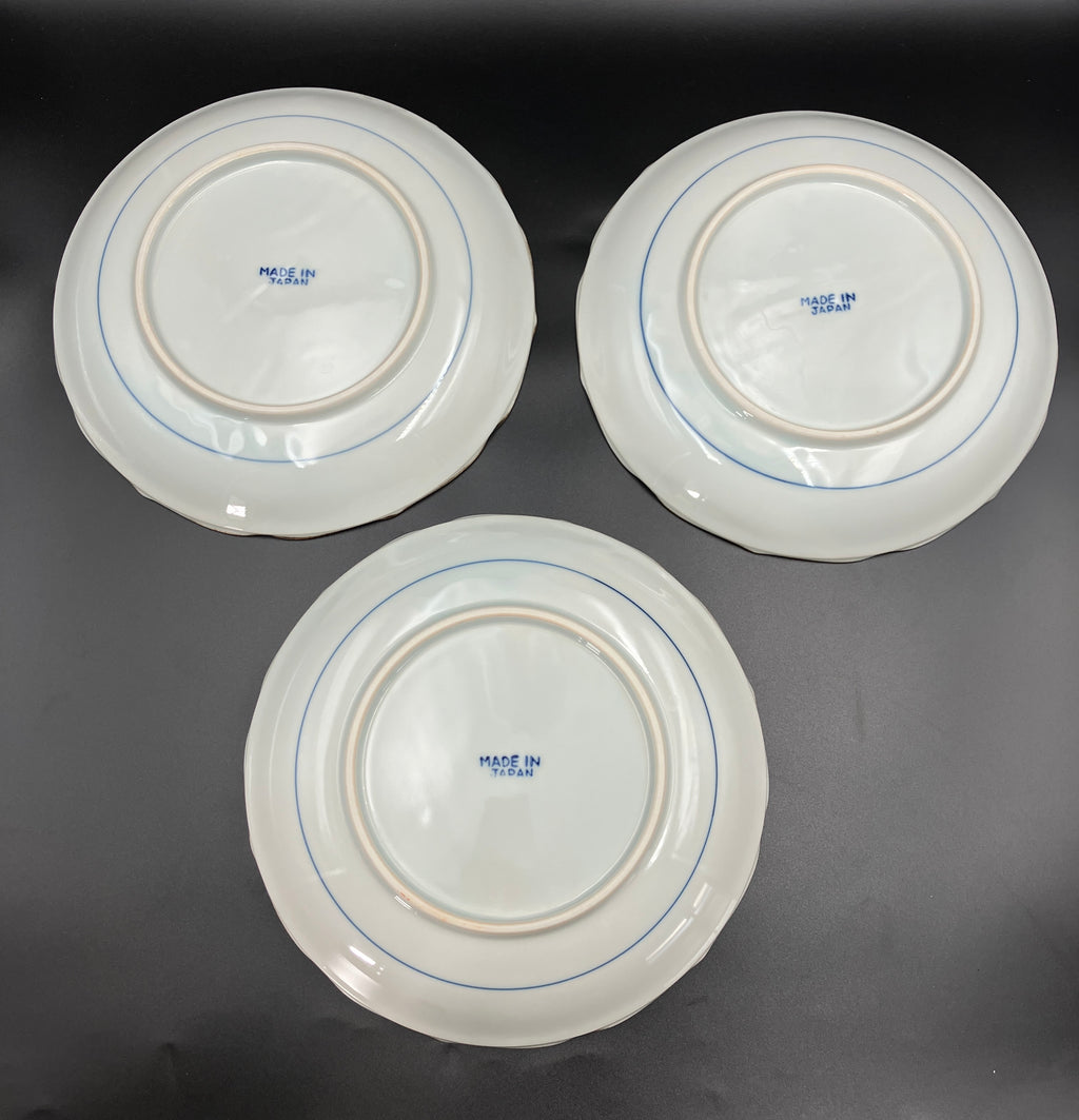 Vintage Arita Japanese Genshou Main Plates Blue/Green Floral Bird X6 Porcelain