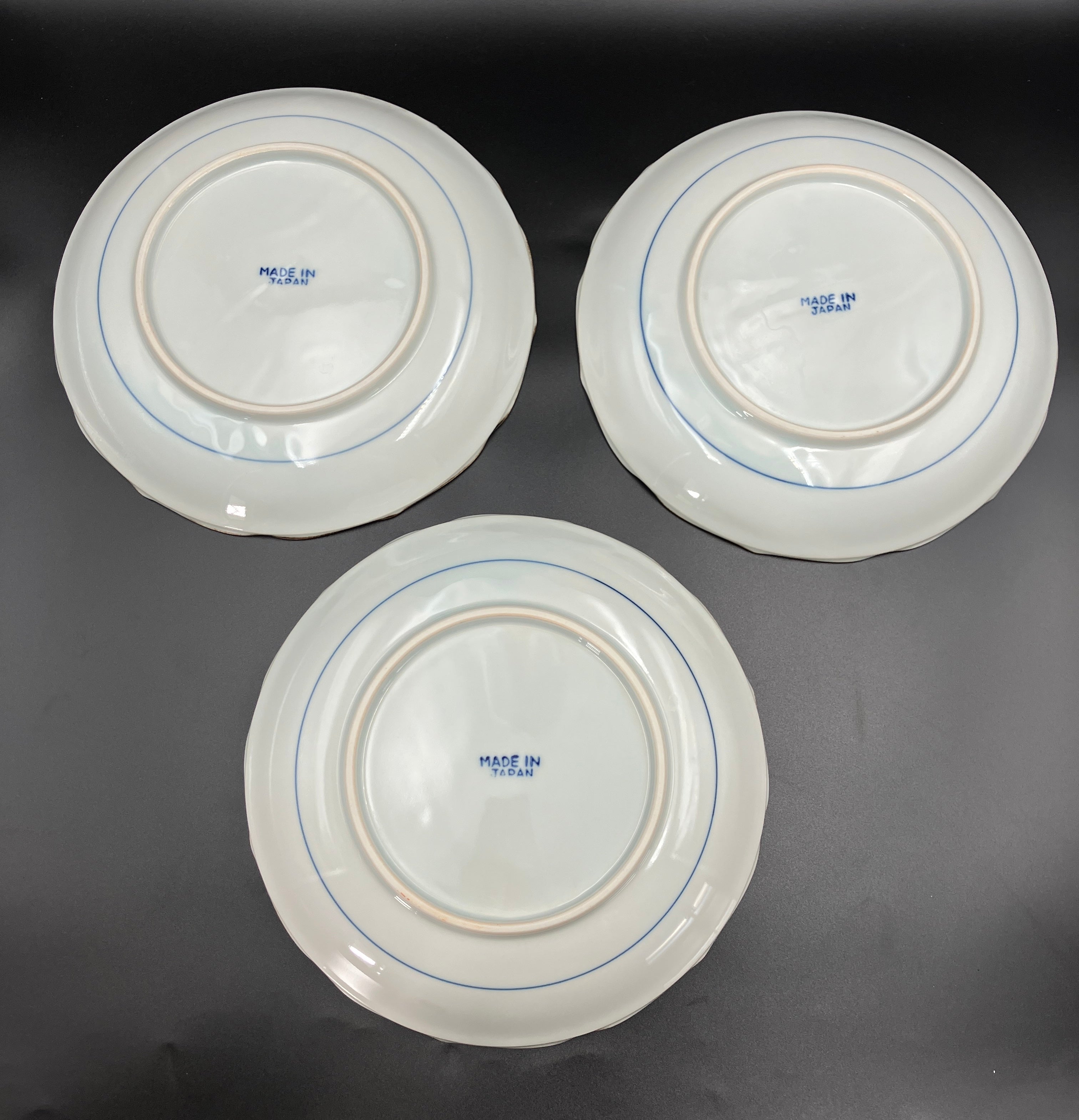 Vintage Arita Japanese Genshou Main Plates Blue/Green Floral Bird X6 Porcelain