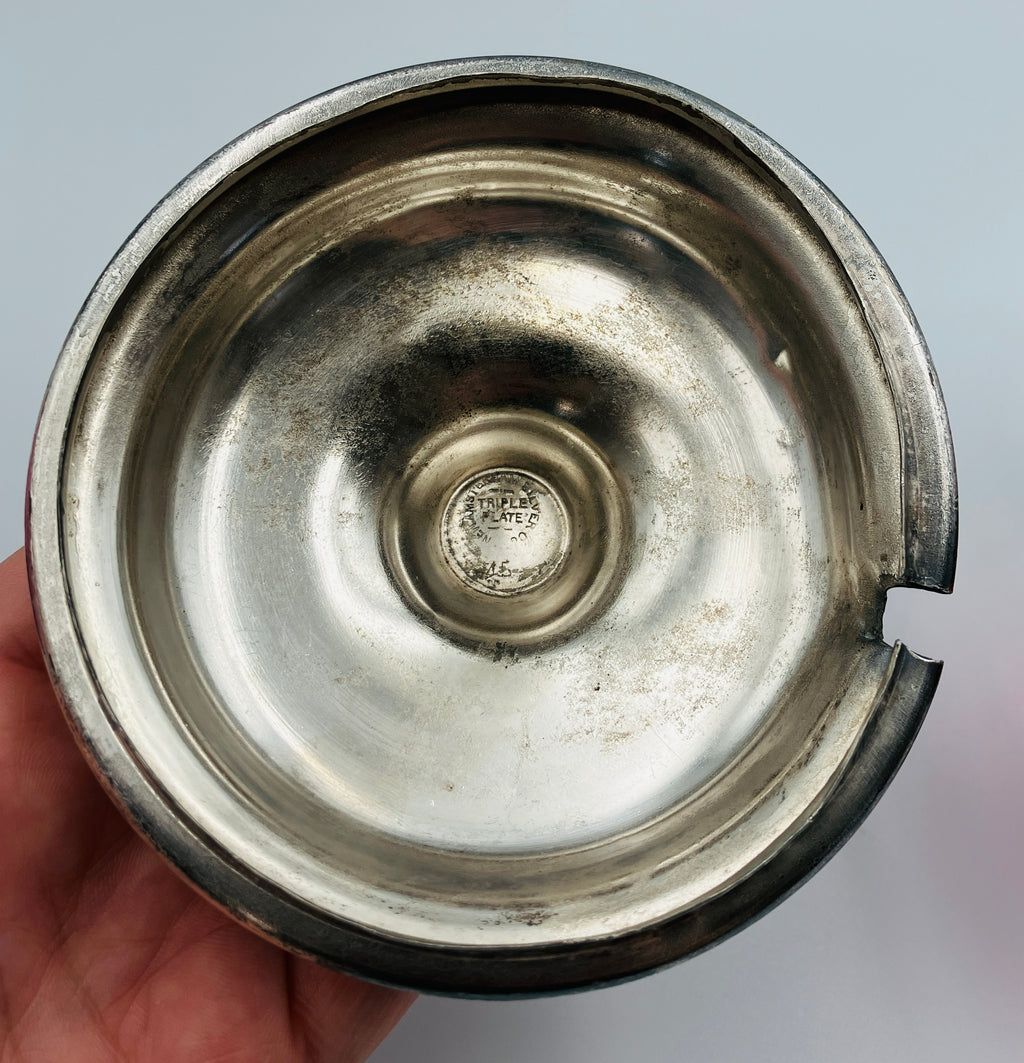 Antique Pickle Jar Set Cranberry Glass Silver Quadruple Plated New Amsterdam USA