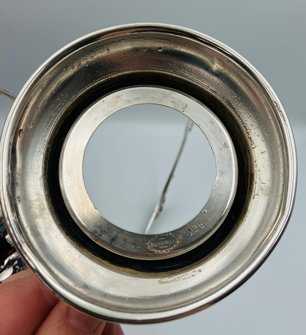 Antique Pickle Jar Set Cranberry Glass Silver Quadruple Plated New Amsterdam USA