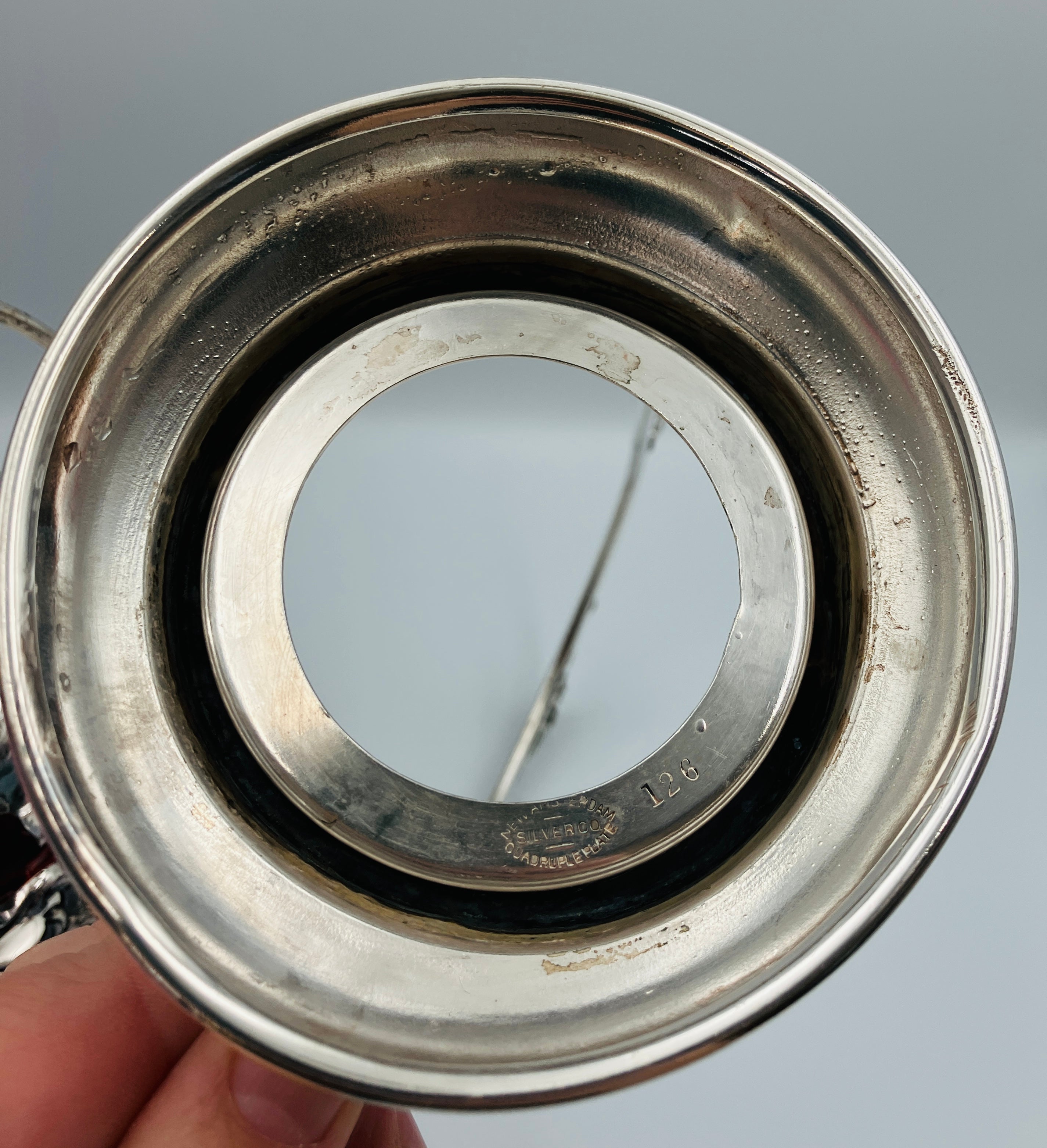 Antique Pickle Jar Set Cranberry Glass Silver Quadruple Plated New Amsterdam USA