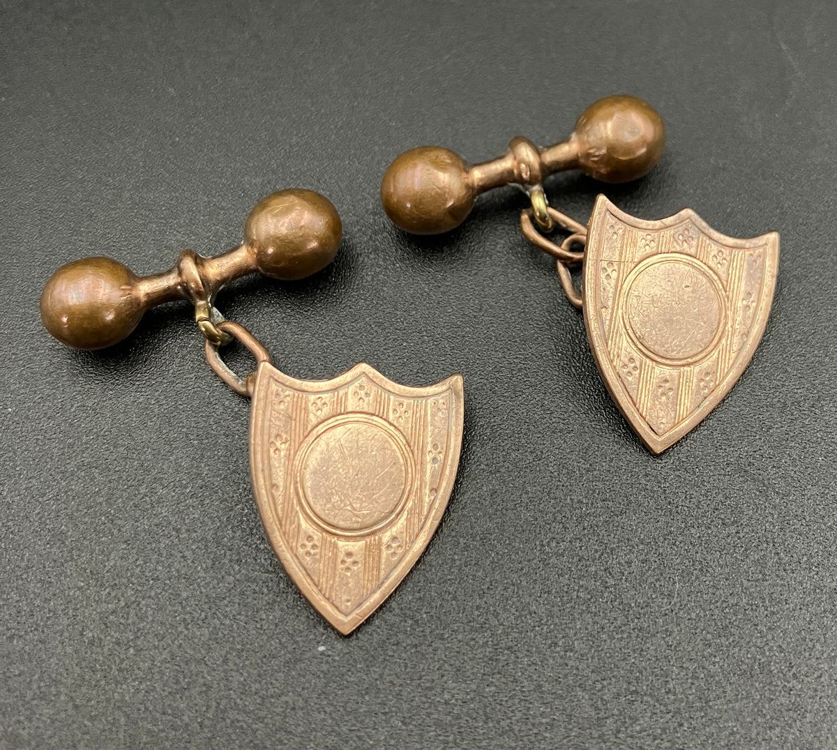 Vintage Cuff links 9ct Gold Plated Shield Cufflinks H & Co
