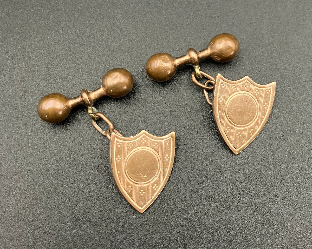 Vintage Cuff links 9ct Gold Plated Shield Cufflinks H & Co