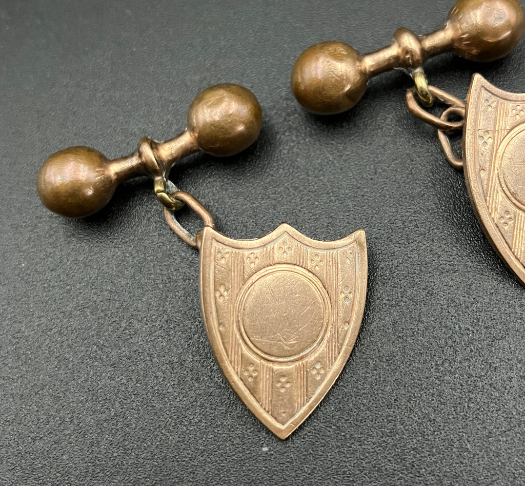 Vintage Cuff links 9ct Gold Plated Shield Cufflinks H & Co