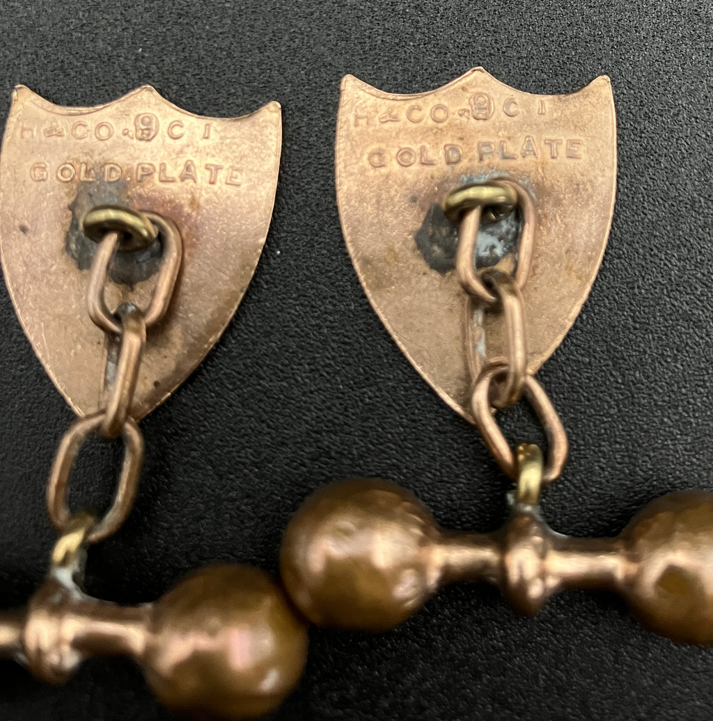 Vintage Cuff links 9ct Gold Plated Shield Cufflinks H & Co
