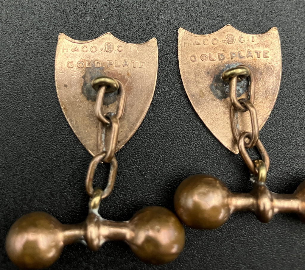 Vintage Cuff links 9ct Gold Plated Shield Cufflinks H & Co
