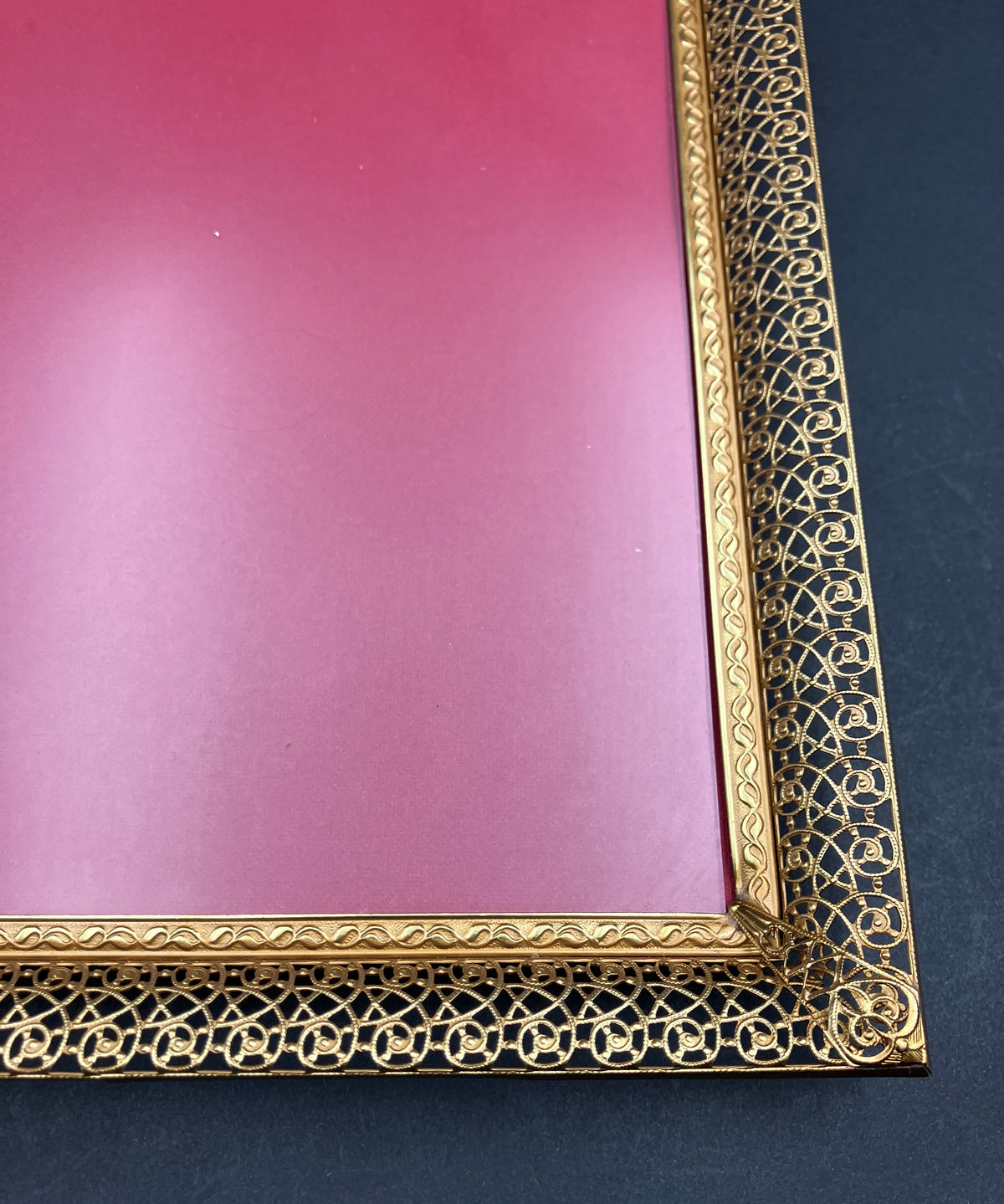 Vintage Brass Frame Non Glare Glass By Framia Made In Denmark 28cm X 35cm