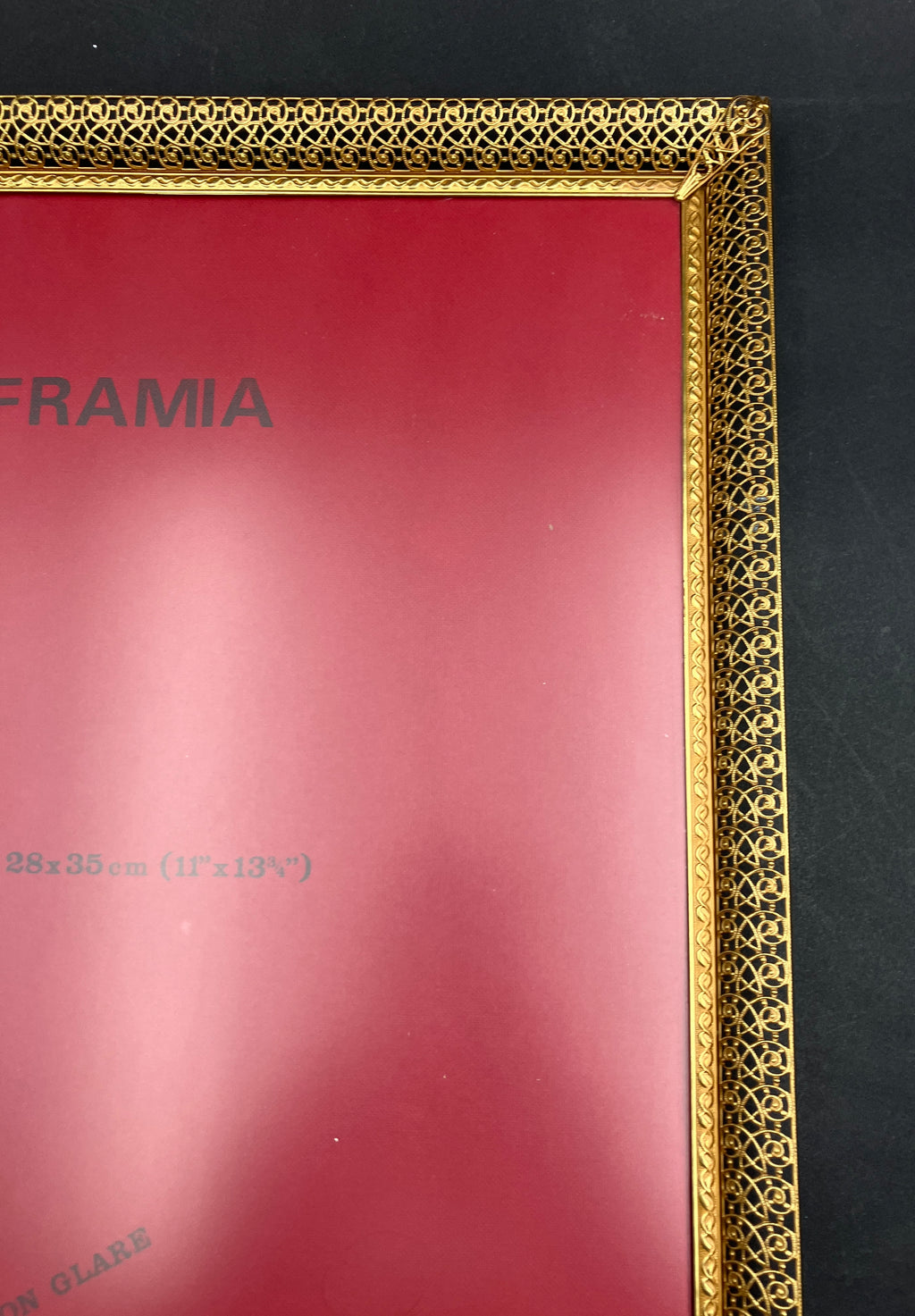 Vintage Brass Frame Non Glare Glass By Framia Made In Denmark 28cm X 35cm