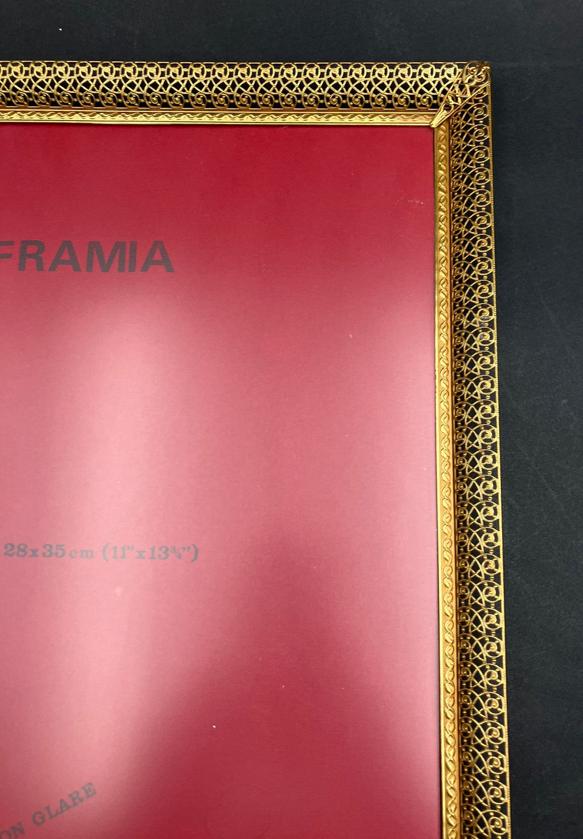 Vintage Brass Frame Non Glare Glass By Framia Made In Denmark 28cm X 35cm