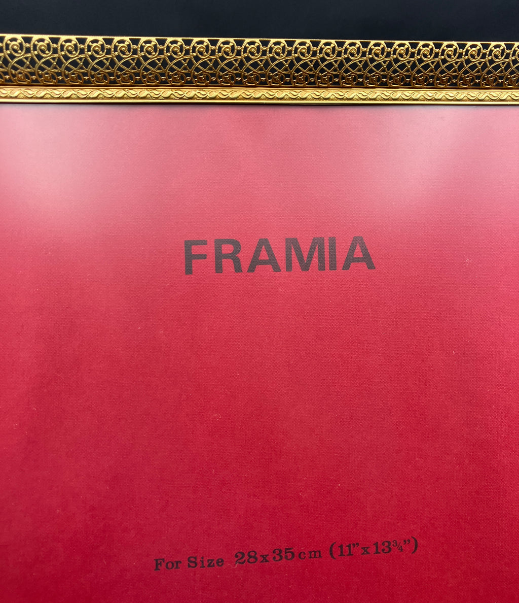 Vintage Brass Frame Non Glare Glass By Framia Made In Denmark 28cm X 35cm