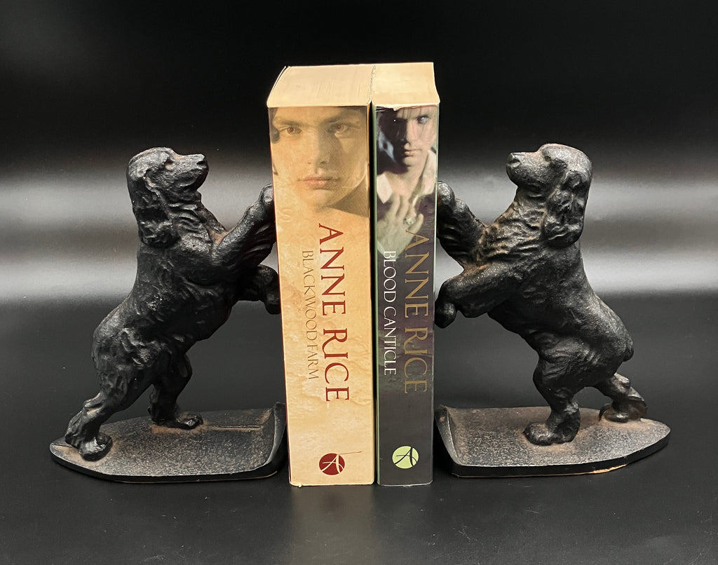 Vintage Pair Cocker Spaniel Cast Iron Black Bookends