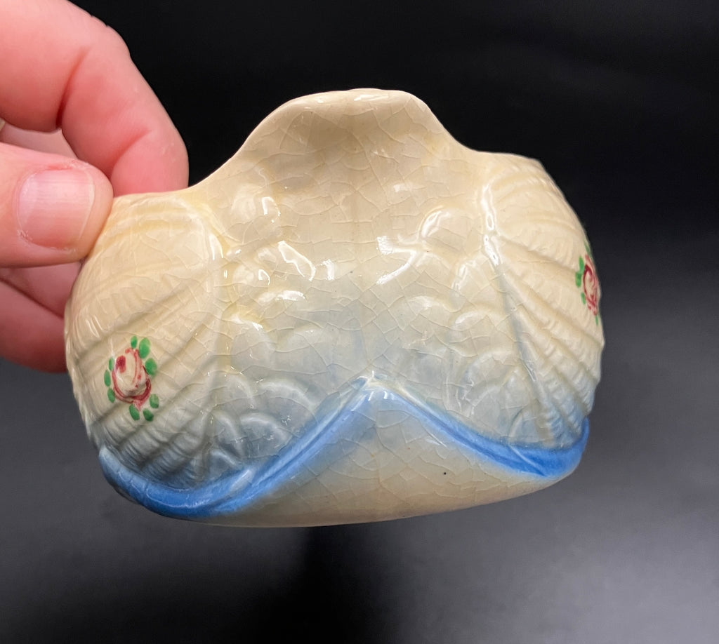 Vintage Marutomoware Swan Bowl 1930's Yellow With Pink Roses Rare