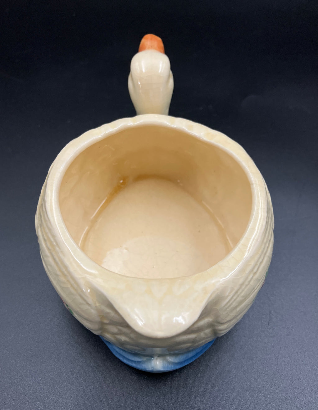 Vintage Marutomoware Swan Bowl 1930's Yellow With Pink Roses Rare