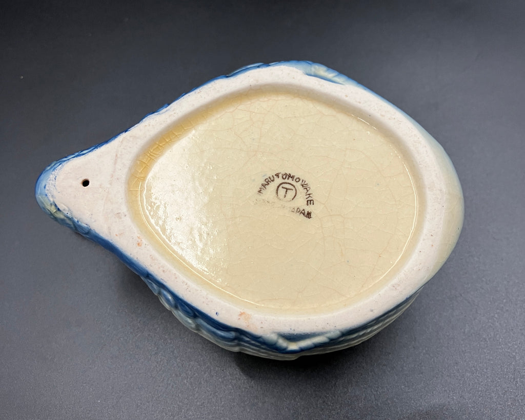 Vintage Marutomoware Swan Bowl 1930's Yellow With Pink Roses Rare