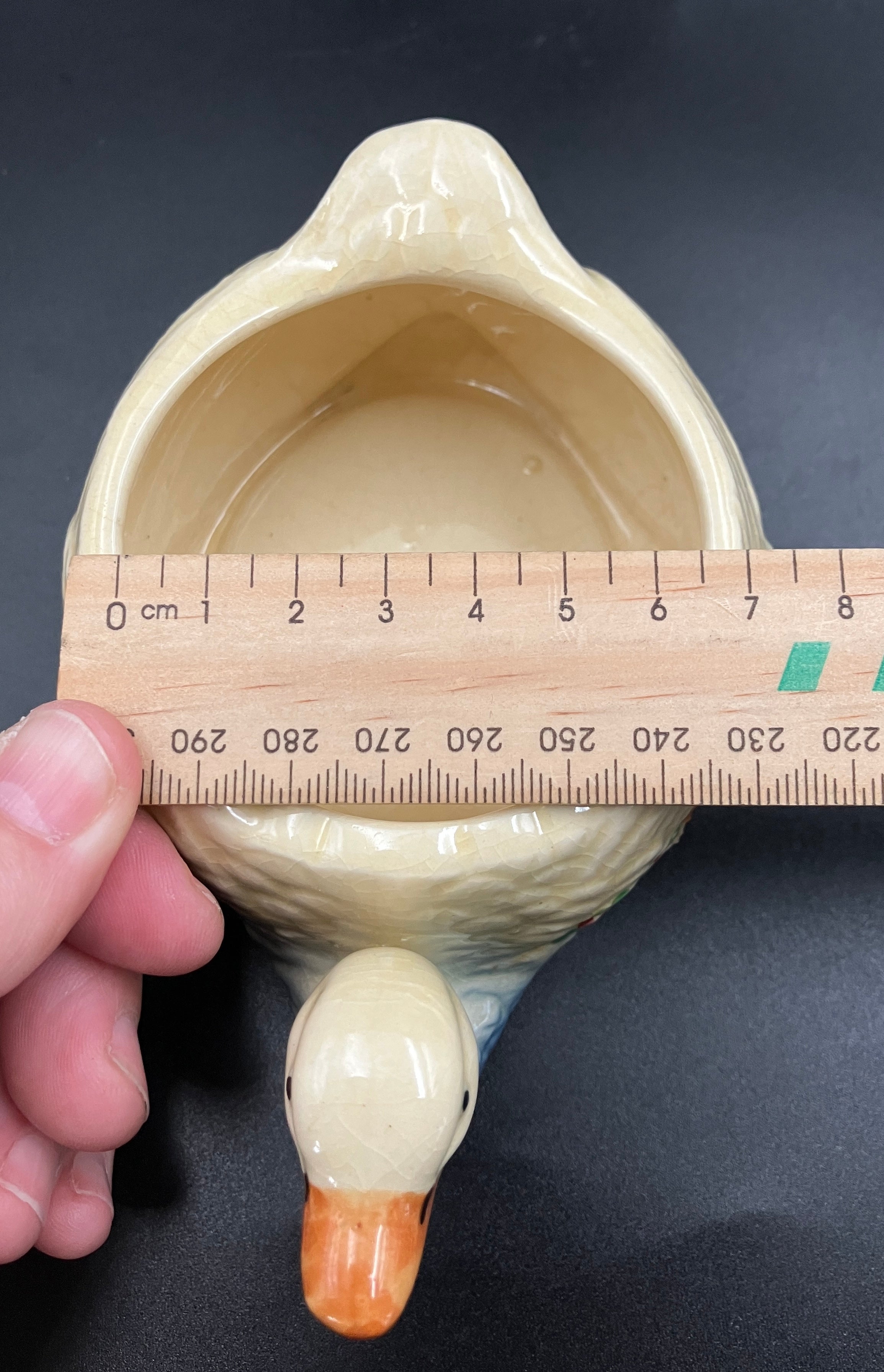 Vintage Marutomoware Swan Bowl 1930's Yellow With Pink Roses Rare