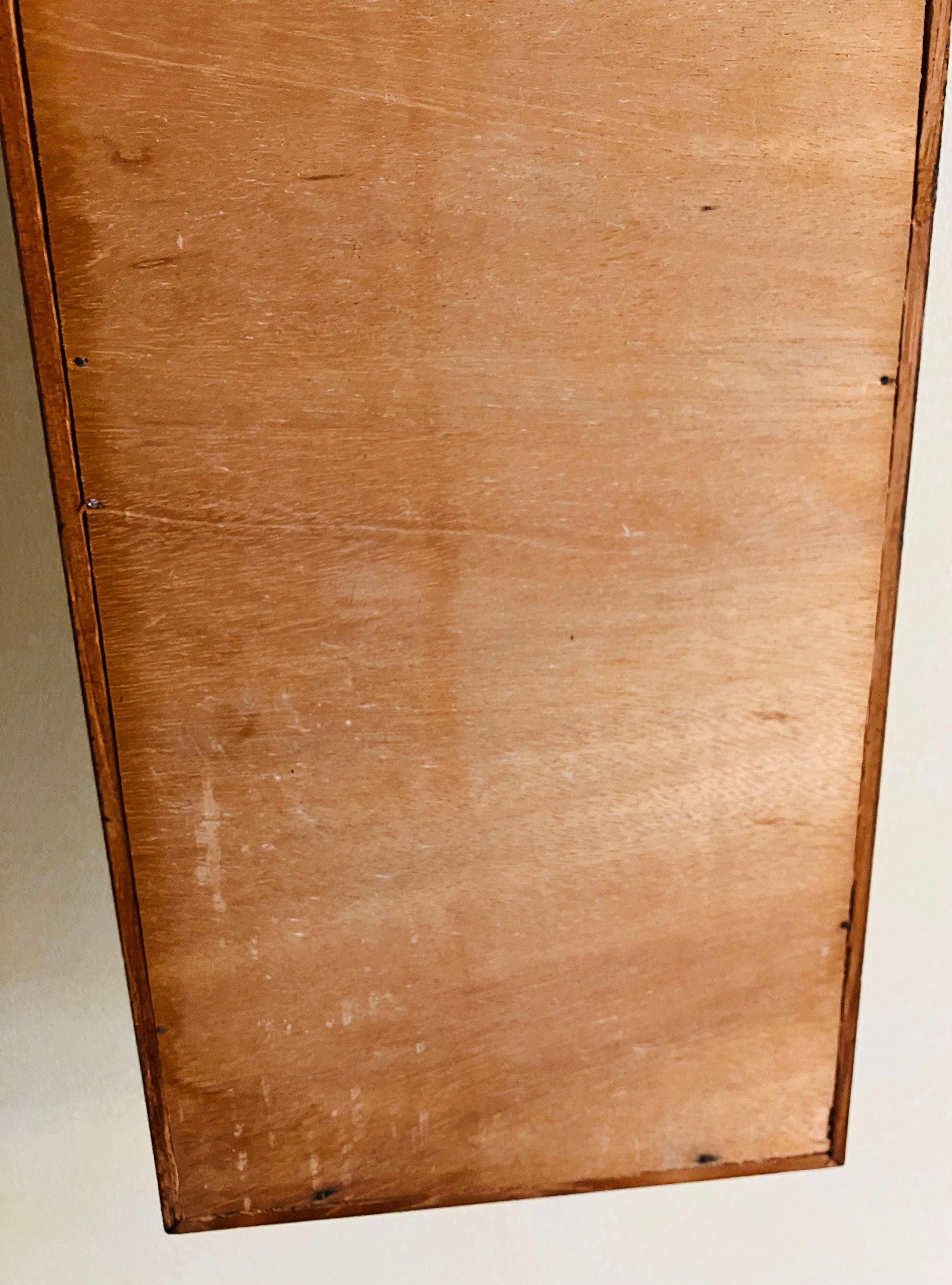 Mid Century Modern Teak Carved Silhouette Straw Wall Art Birds & Blossom 94cm L