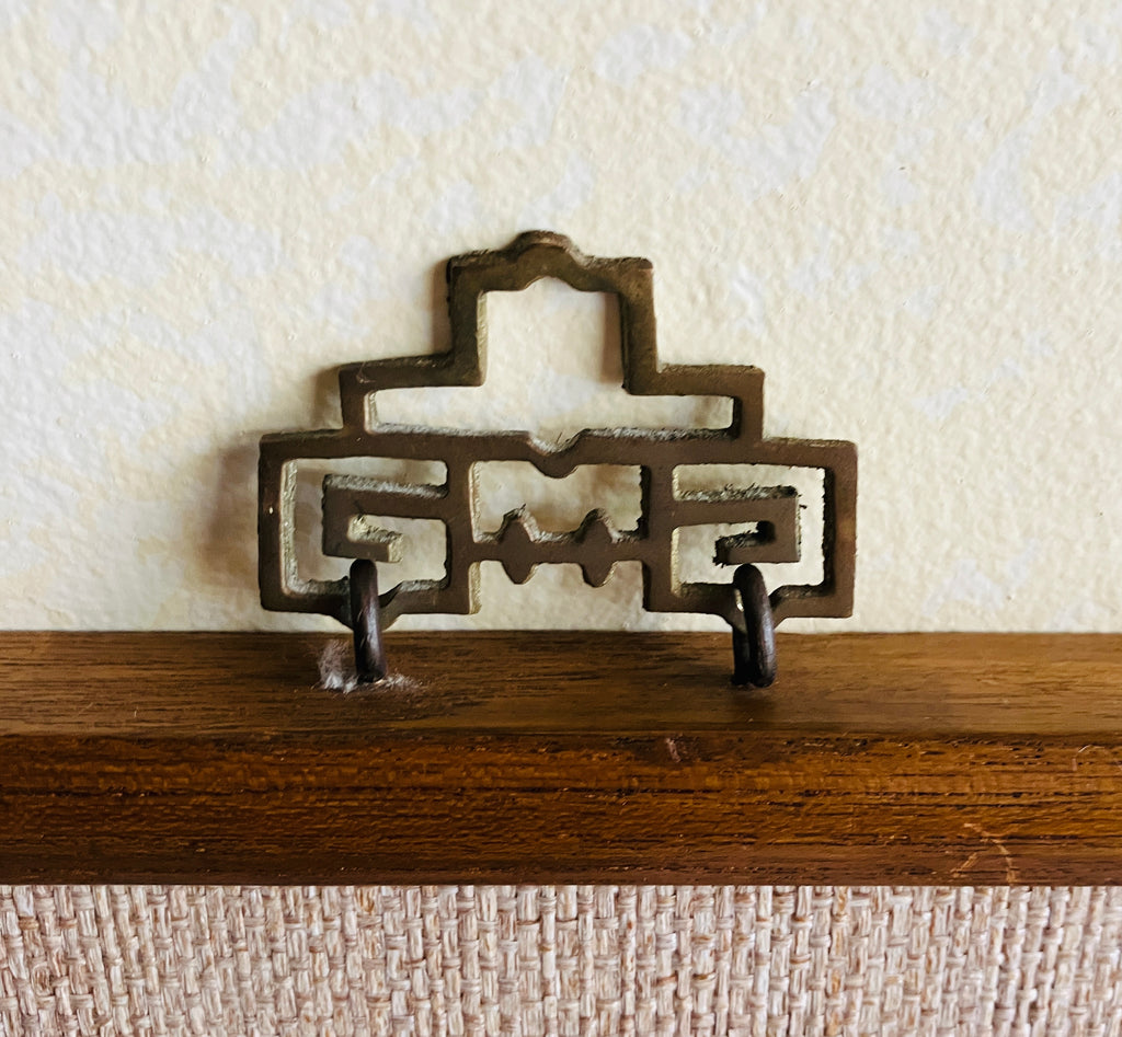 Mid Century Modern Teak Carved Silhouette Straw Wall Art Birds & Blossom 94cm L