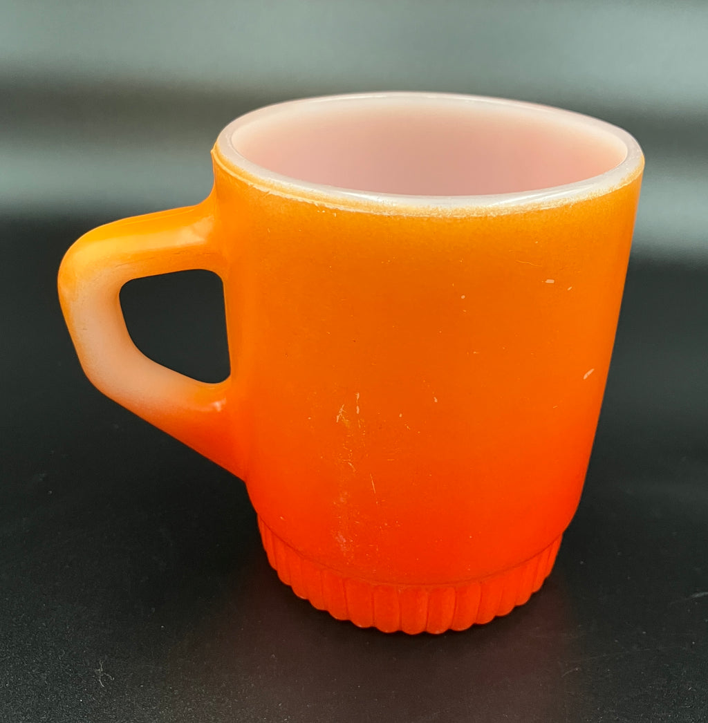 Vintage Fire King Mug Orange Ombre Milk Glass Coffee Mug Anchor Hocking