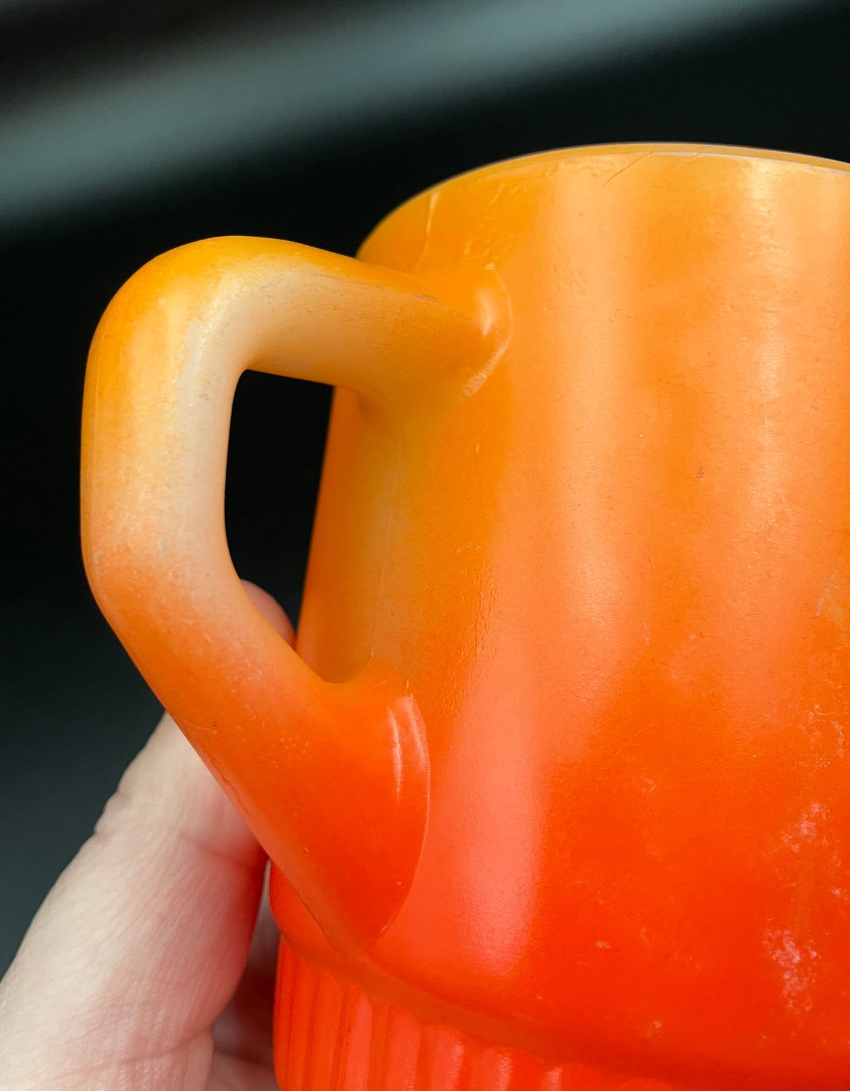 Vintage Fire King Mug Orange Ombre Milk Glass Coffee Mug Anchor Hocking