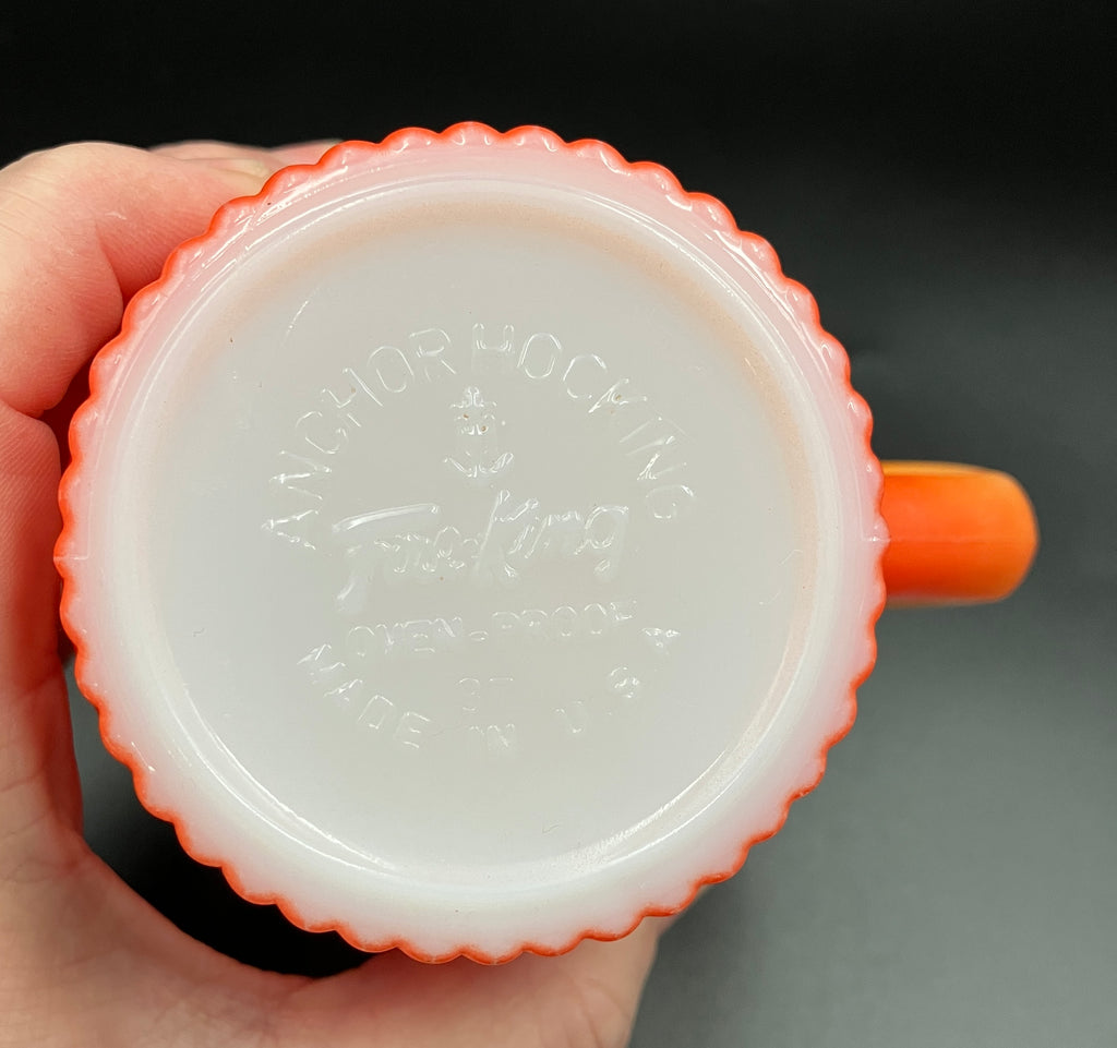 Vintage Fire King Mug Orange Ombre Milk Glass Coffee Mug Anchor Hocking