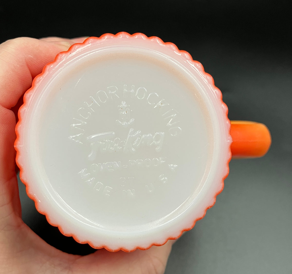 Vintage Fire King Mug Orange Ombre Milk Glass Coffee Mug Anchor Hocking