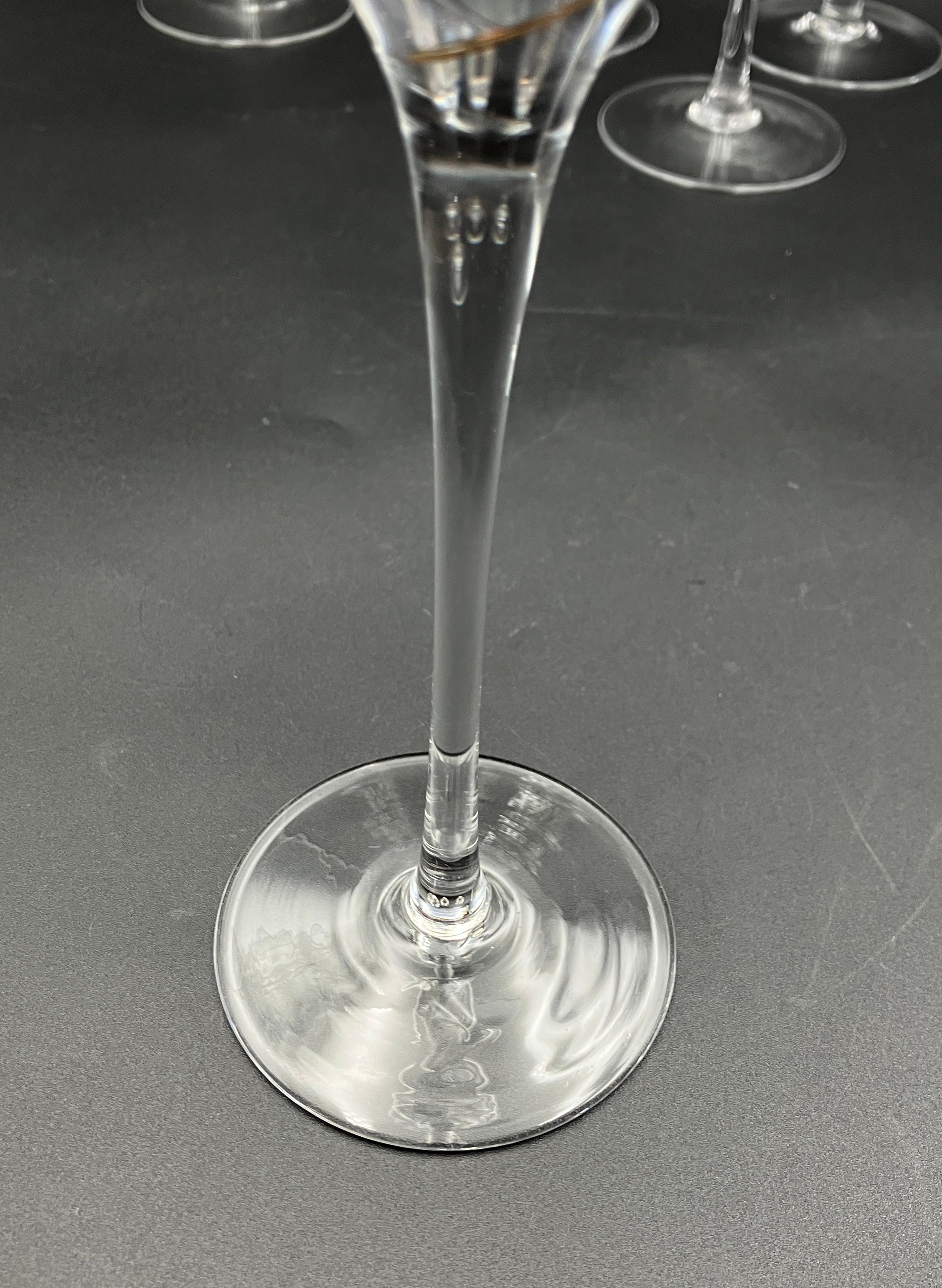 Kosta Boda Line Gold Anna Ehrner TULIP-SHAPE CHAMPAGNE FLUTE Glasses X 6