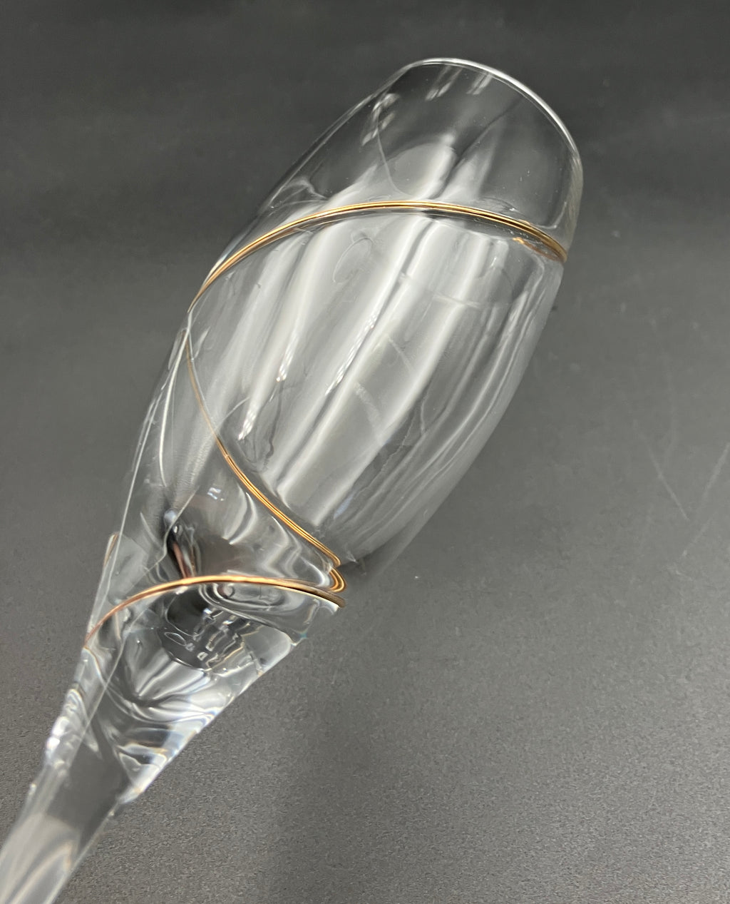 Kosta Boda Line Gold Anna Ehrner TULIP-SHAPE CHAMPAGNE FLUTE Glasses X 6