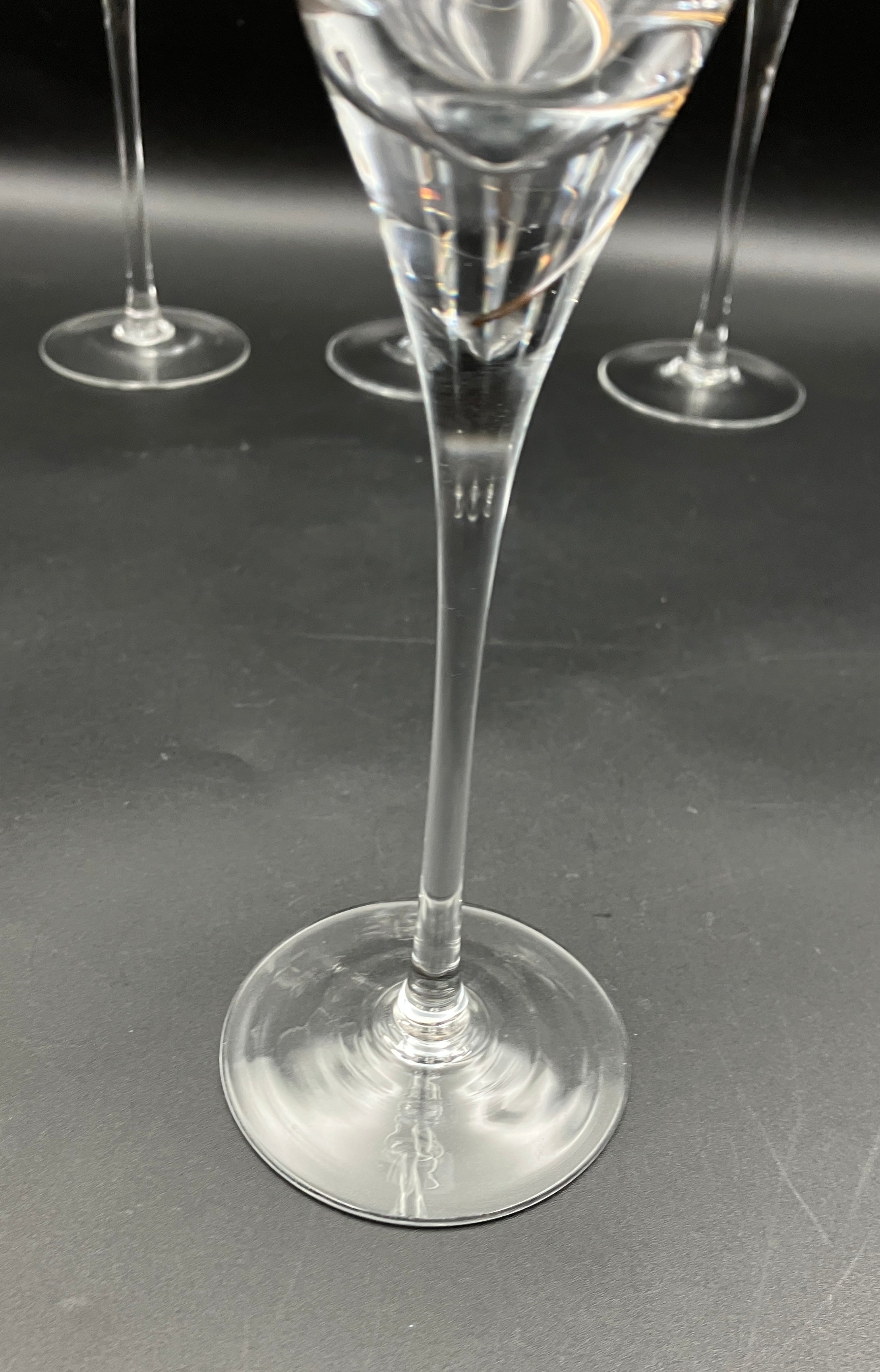 Kosta Boda Line Gold Anna Ehrner TULIP-SHAPE CHAMPAGNE FLUTE Glasses X 6