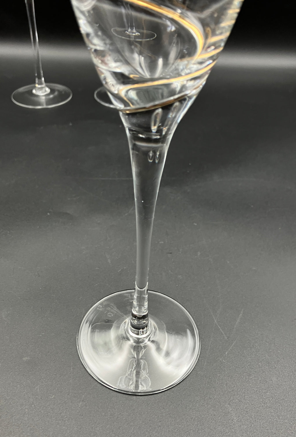 Kosta Boda Line Gold Anna Ehrner TULIP-SHAPE CHAMPAGNE FLUTE Glasses X 6