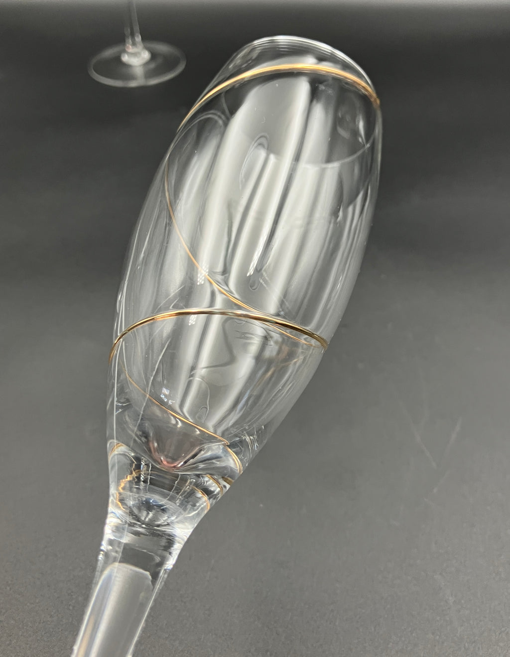 Kosta Boda Line Gold Anna Ehrner TULIP-SHAPE CHAMPAGNE FLUTE Glasses X 6