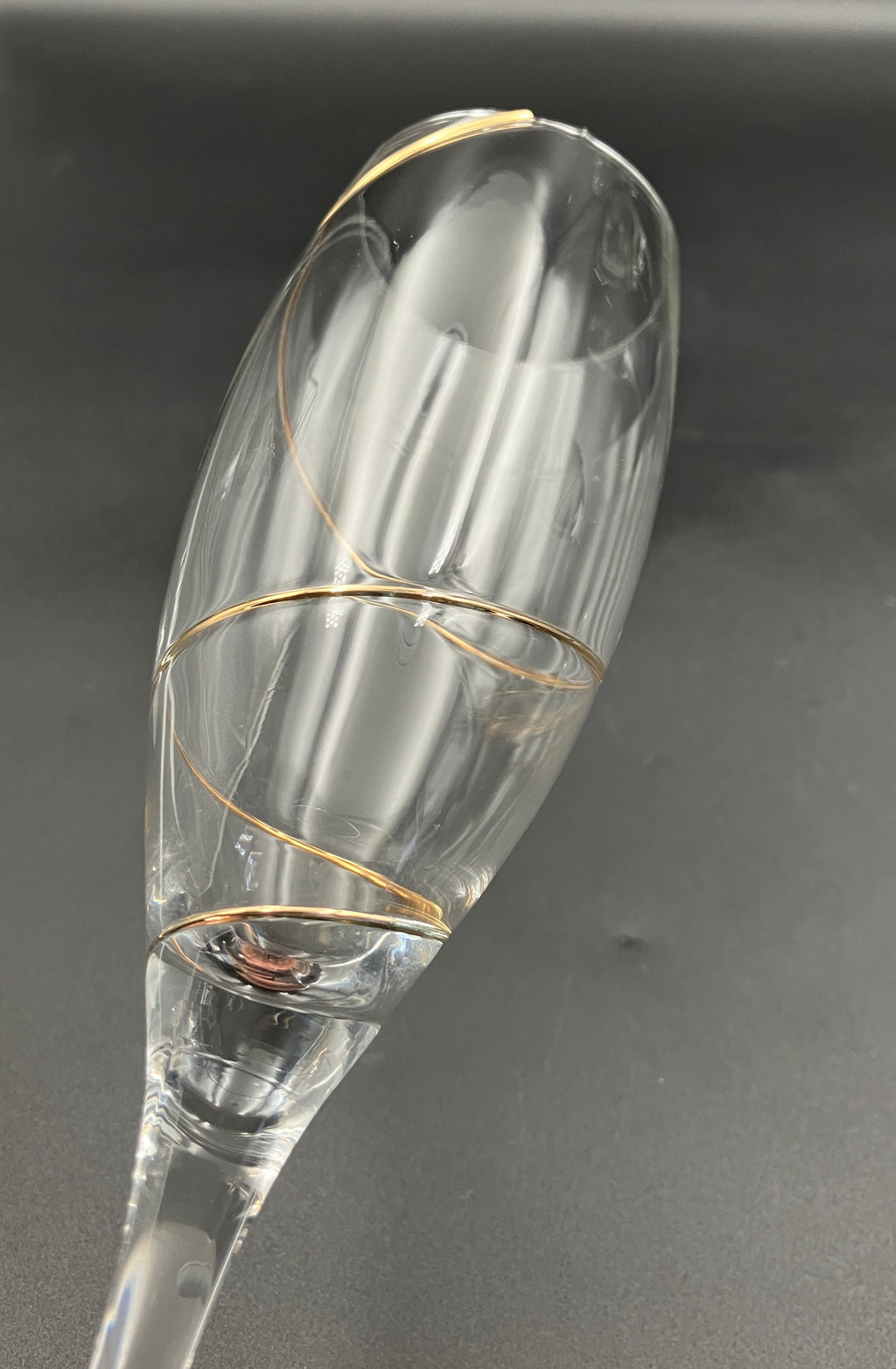 Kosta Boda Line Gold Anna Ehrner TULIP-SHAPE CHAMPAGNE FLUTE Glasses X 6