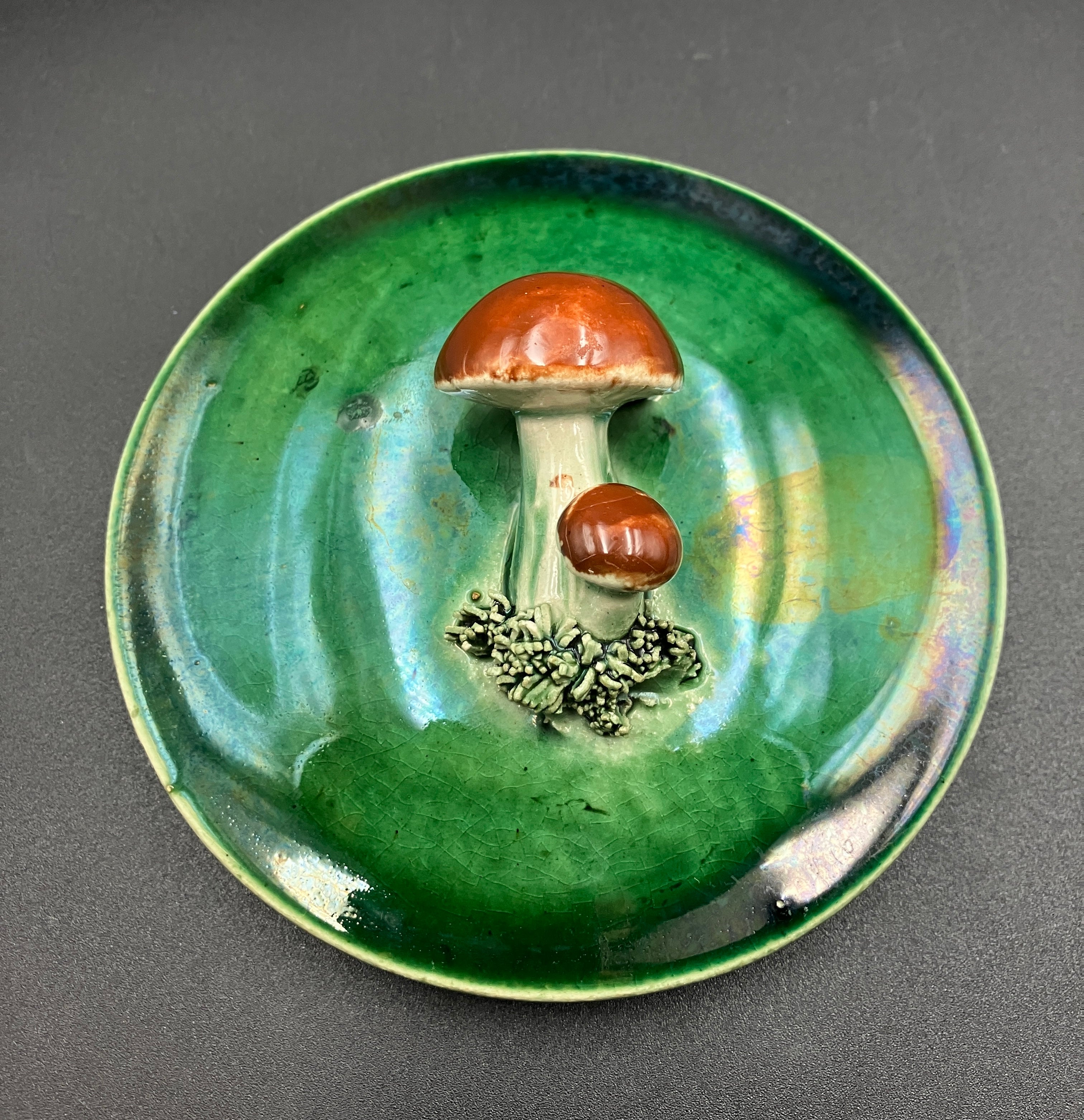 Vintage 1930s TELLURITE Casserole Dish With Mushroom Lid Pottery BELGIUM