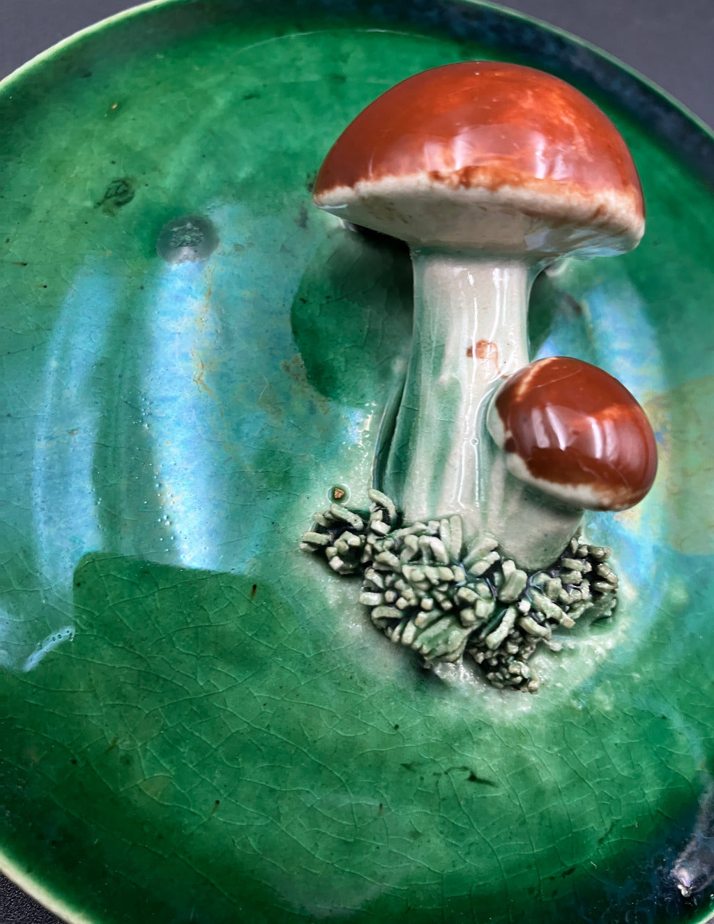 Vintage 1930s TELLURITE Casserole Dish With Mushroom Lid Pottery BELGIUM