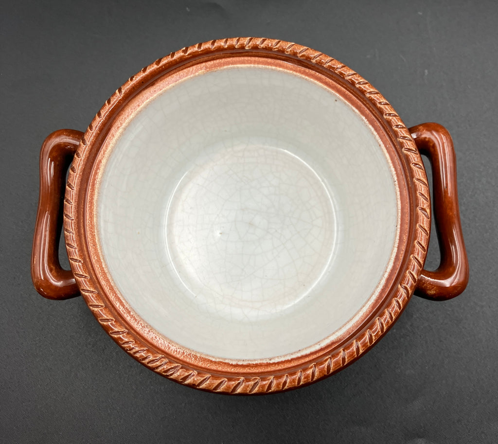 Vintage 1930s TELLURITE Casserole Dish With Mushroom Lid Pottery BELGIUM