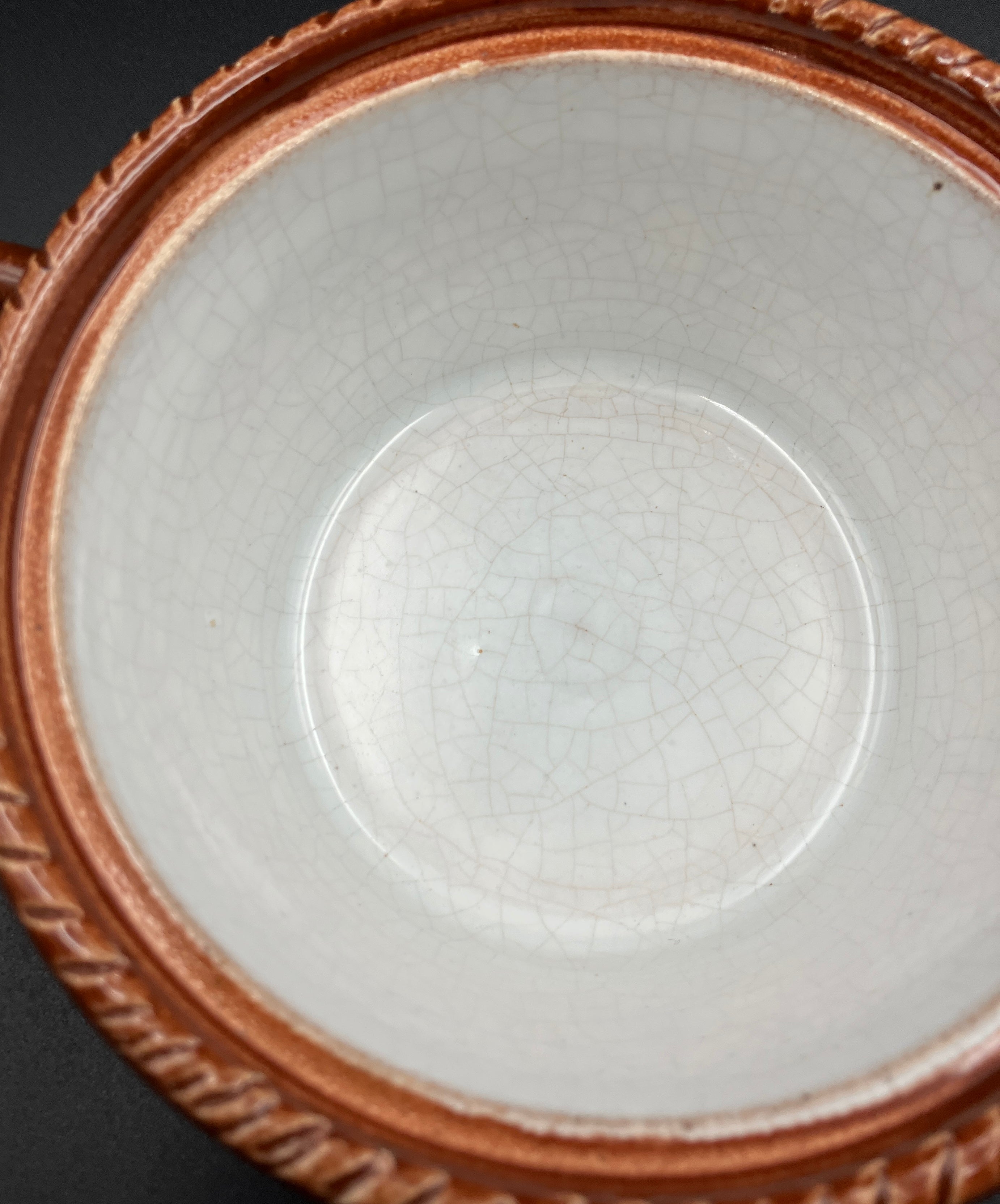 Vintage 1930s TELLURITE Casserole Dish With Mushroom Lid Pottery BELGIUM