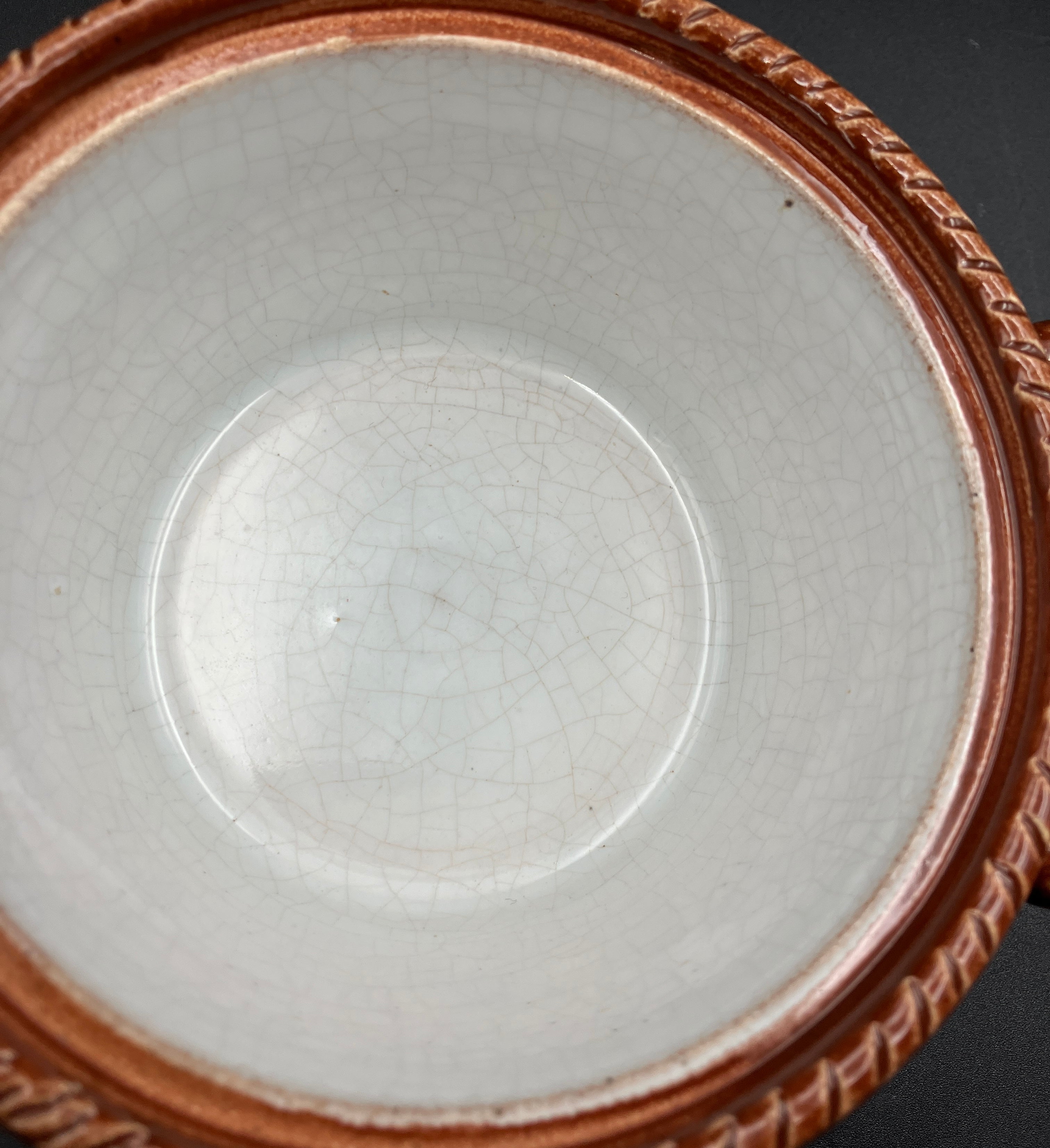 Vintage 1930s TELLURITE Casserole Dish With Mushroom Lid Pottery BELGIUM