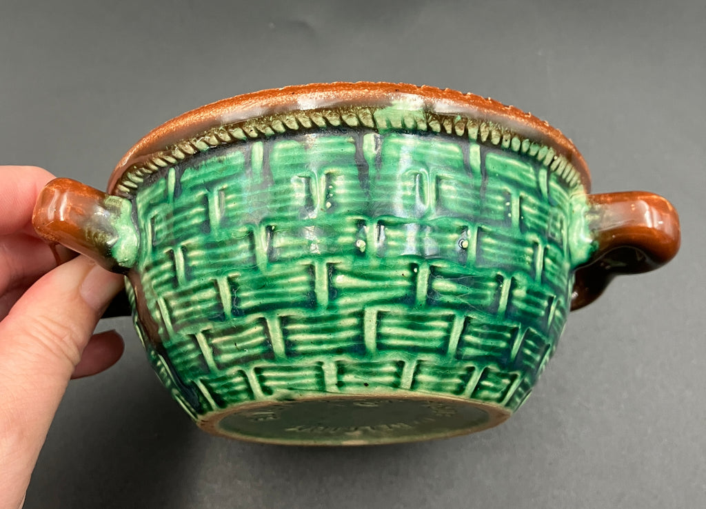 Vintage 1930s TELLURITE Casserole Dish With Mushroom Lid Pottery BELGIUM