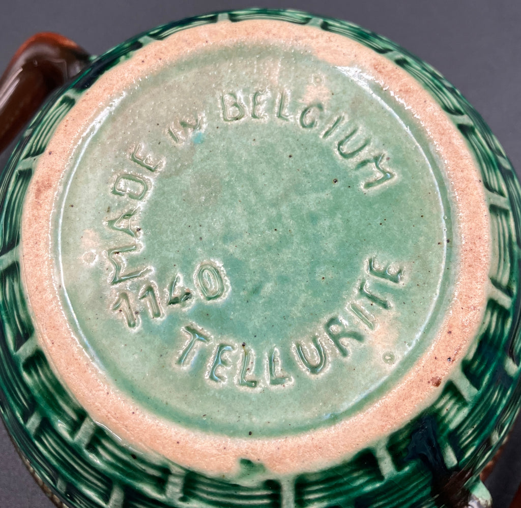 Vintage 1930s TELLURITE Casserole Dish With Mushroom Lid Pottery BELGIUM