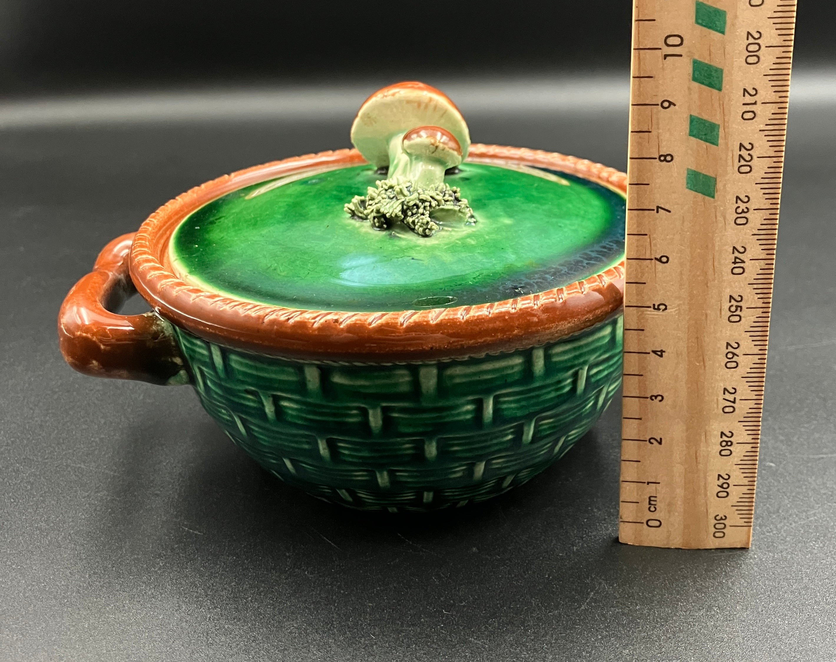 Vintage 1930s TELLURITE Casserole Dish With Mushroom Lid Pottery BELGIUM