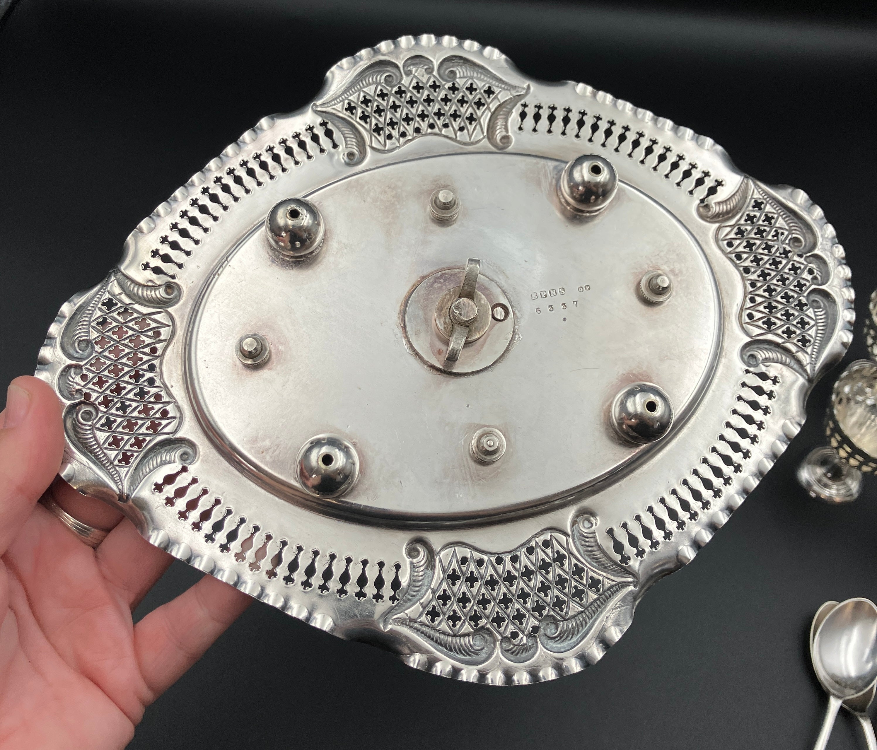 Vintage Silver Plated Egg Cup Set & Stand Service For Four