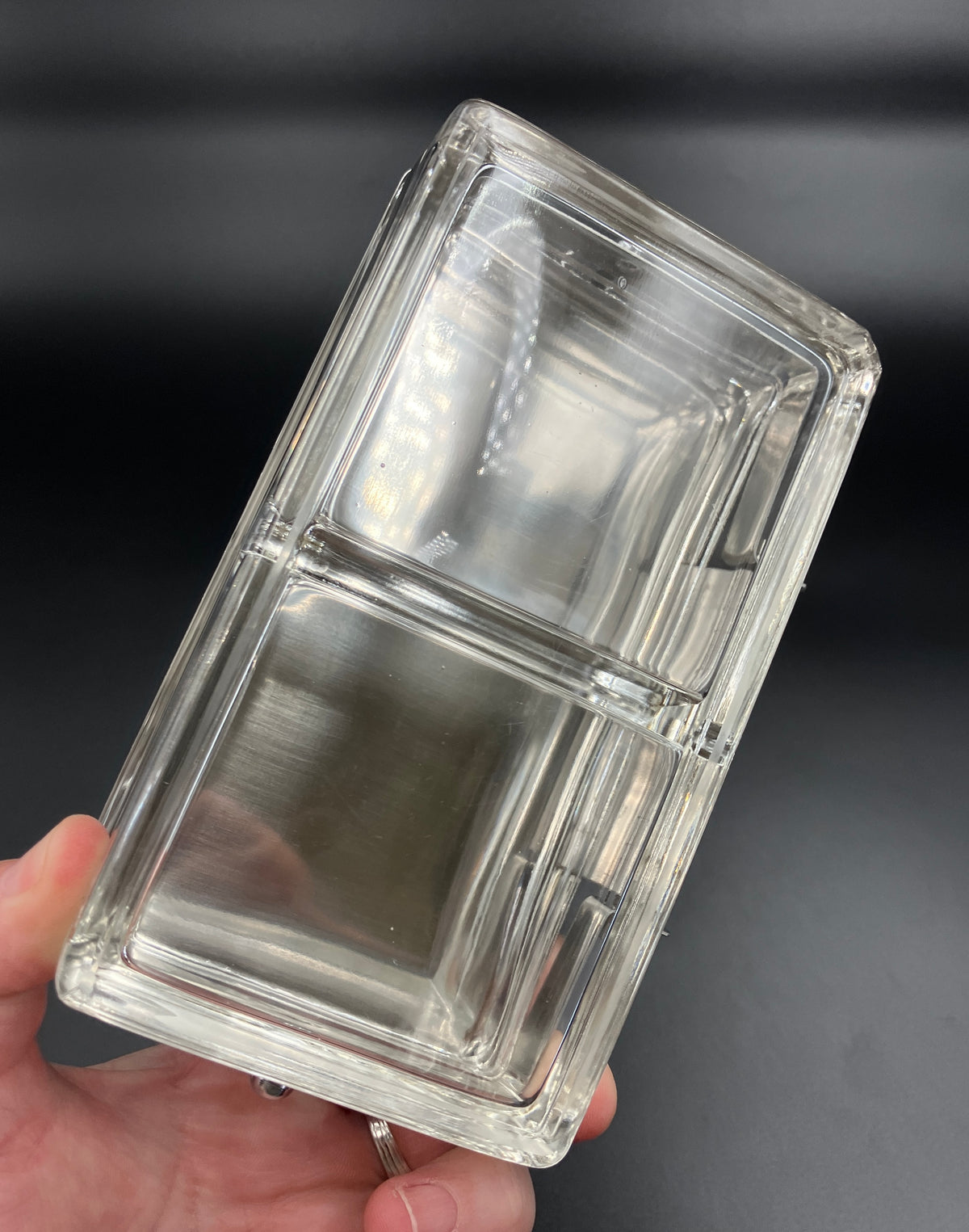 Vintage Condiment Bar Caddy – Hinged Lid Glass & Stainless Steel
