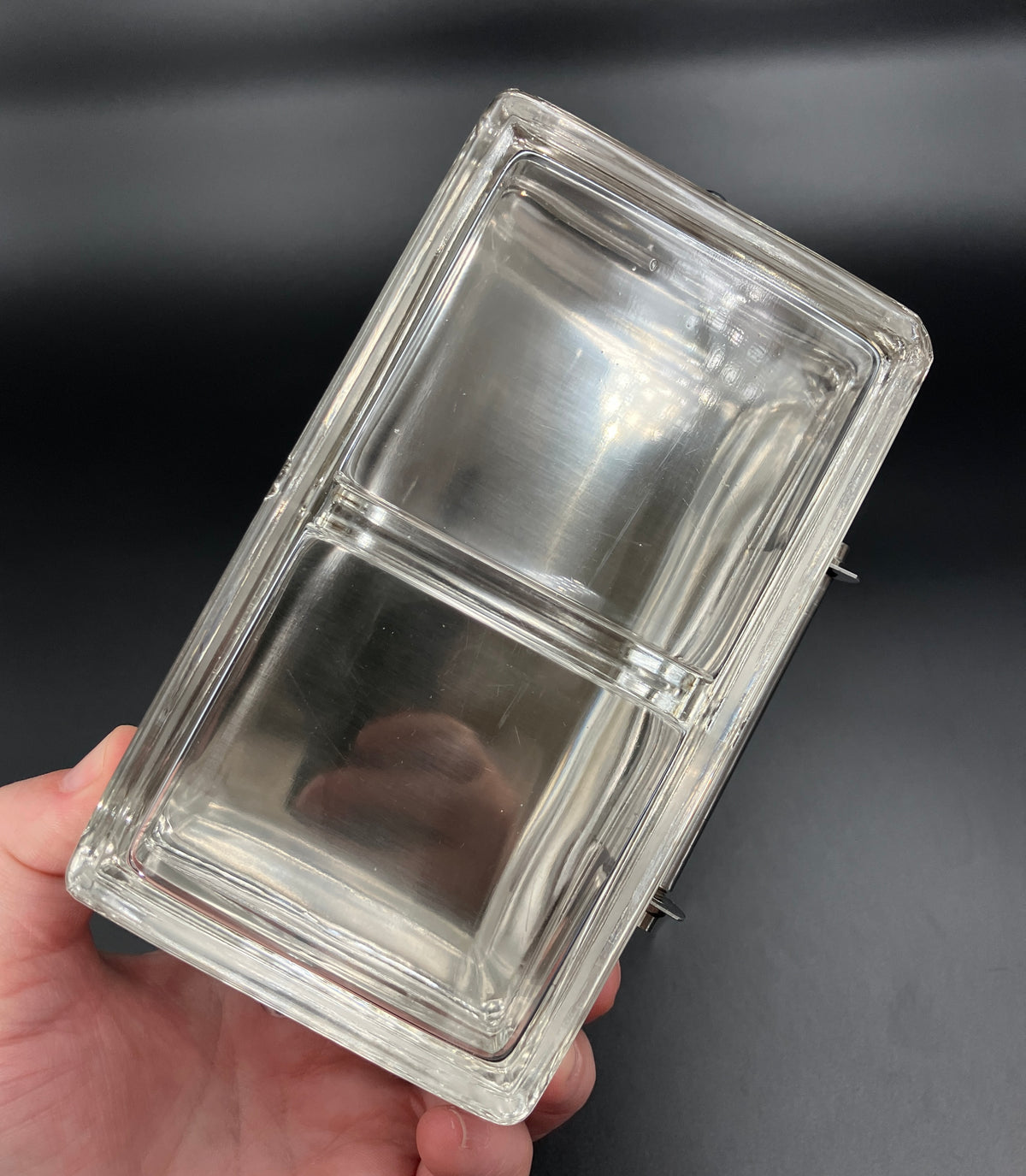 Vintage Condiment Bar Caddy – Hinged Lid Glass & Stainless Steel