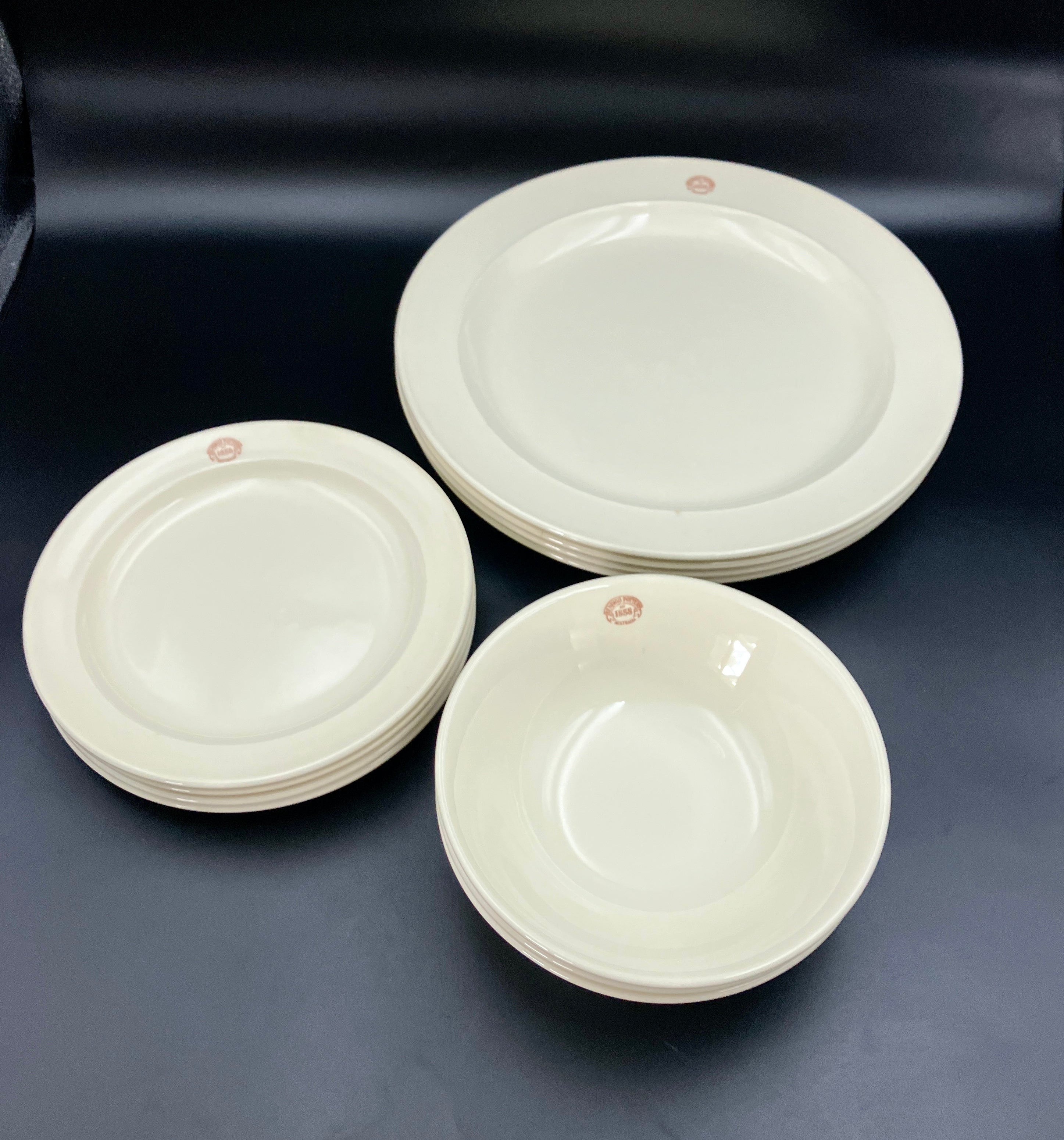 Vintage Bendigo Pottery Side Plate, Dinner Plates & Bowls Cream Set Of 11