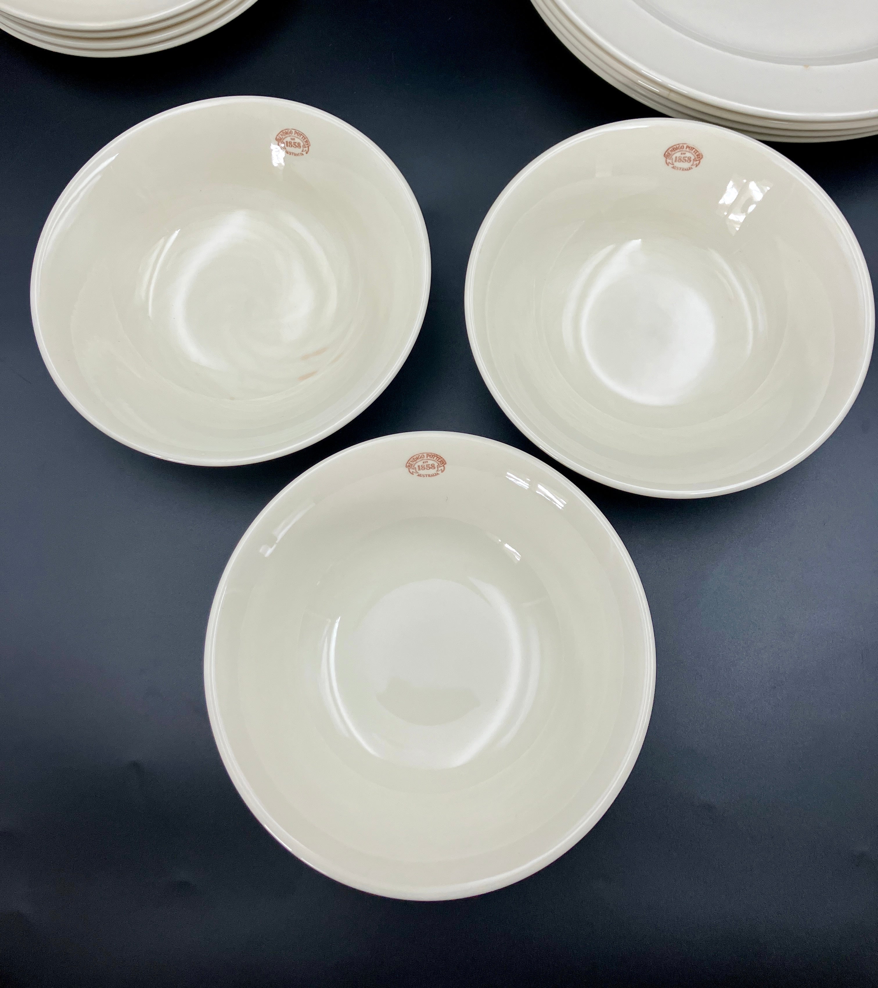 Vintage Bendigo Pottery Side Plate, Dinner Plates & Bowls Cream Set Of 11