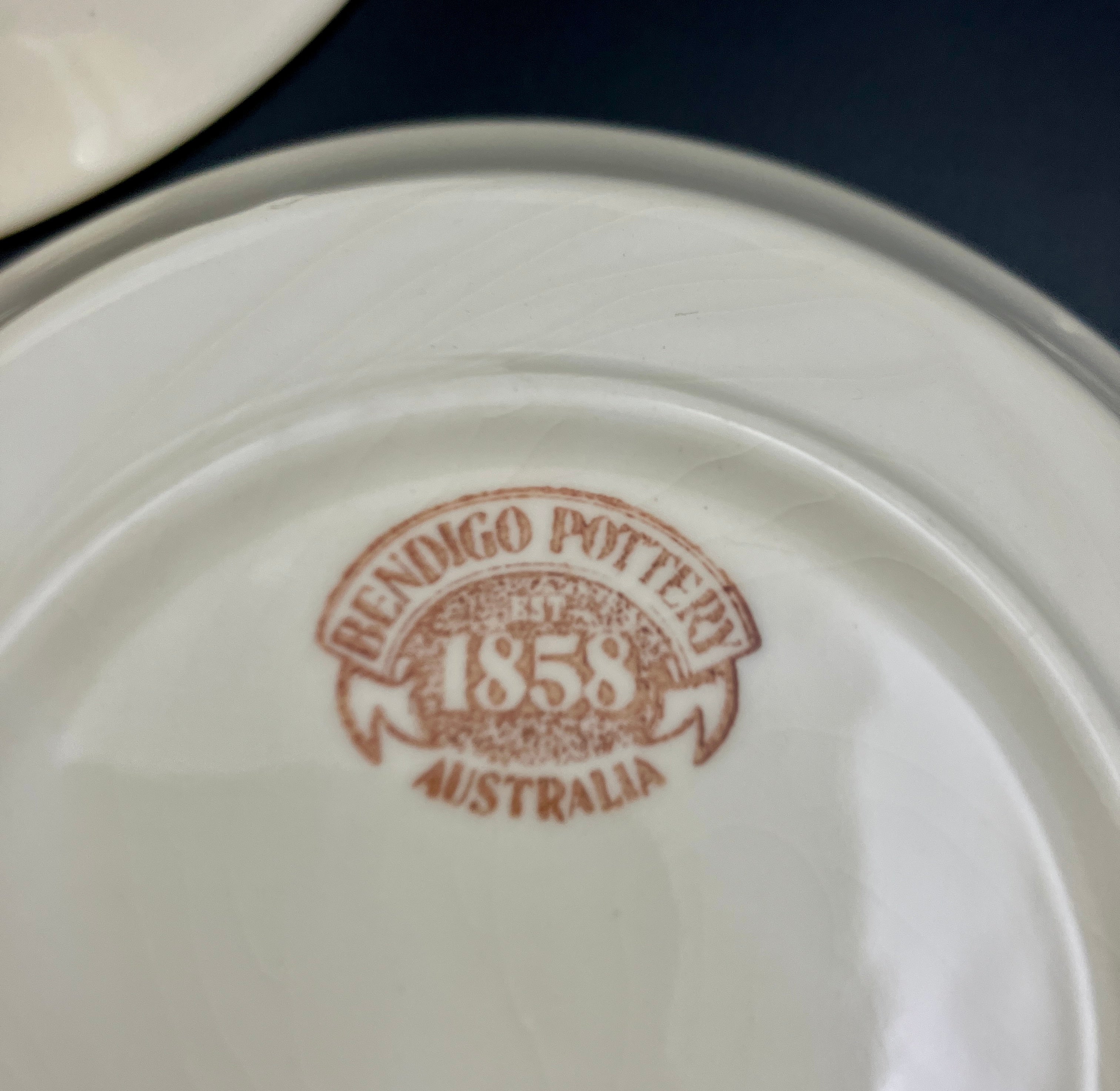 Vintage Bendigo Pottery Side Plate, Dinner Plates & Bowls Cream Set Of 11
