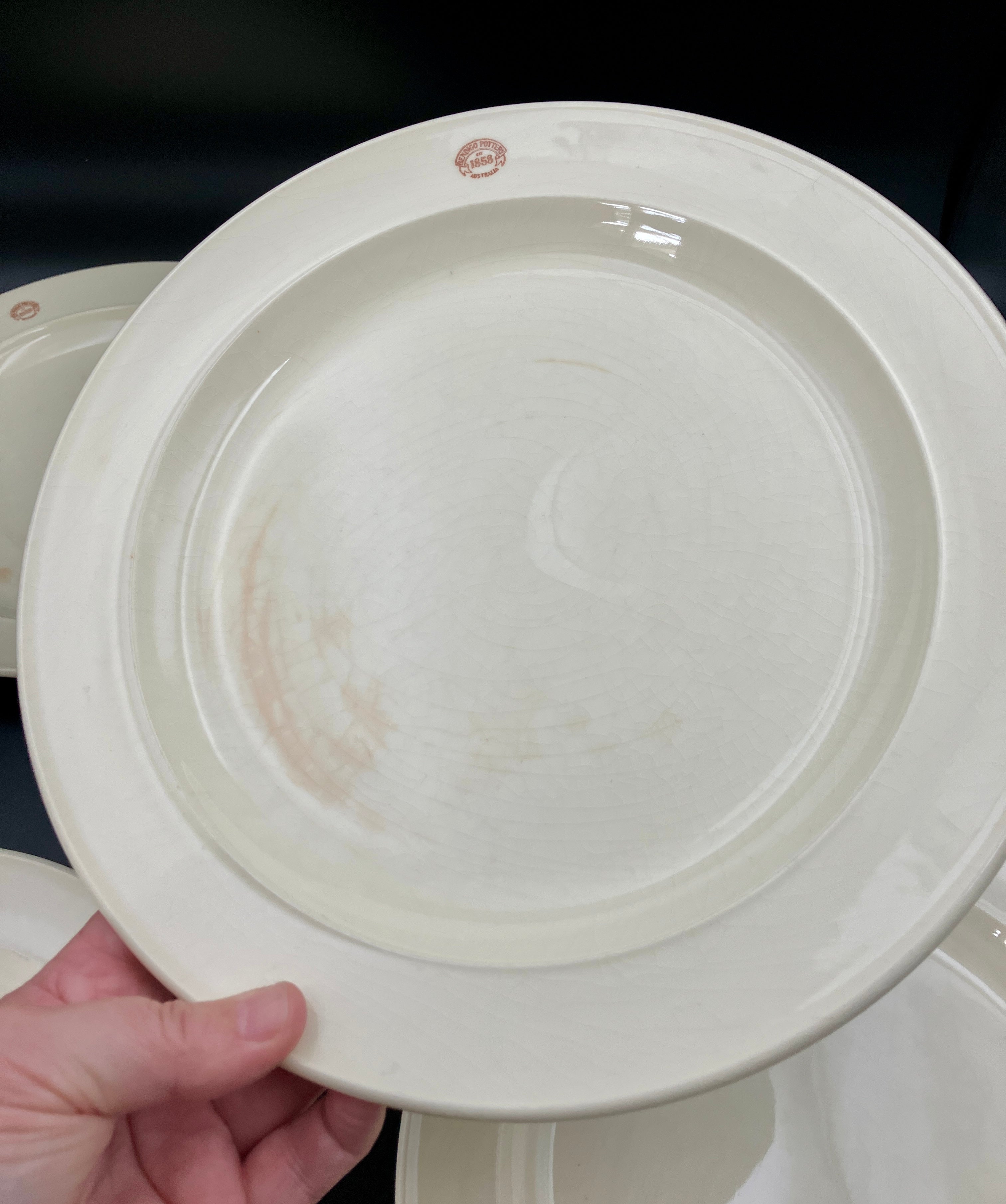 Vintage Bendigo Pottery Side Plate, Dinner Plates & Bowls Cream Set Of 11