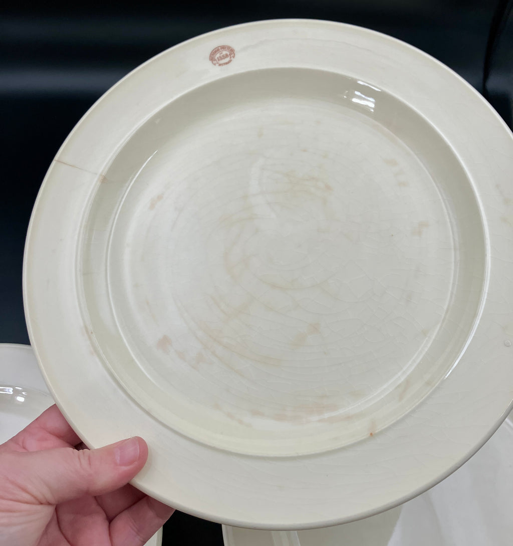 Vintage Bendigo Pottery Side Plate, Dinner Plates & Bowls Cream Set Of 11