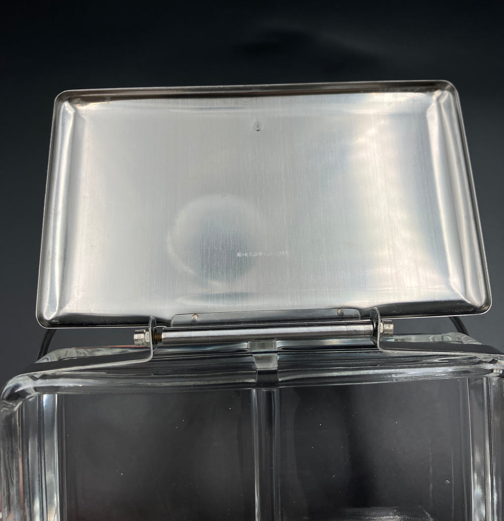 Vintage Condiment Bar Caddy – Hinged Lid Glass & Stainless Steel
